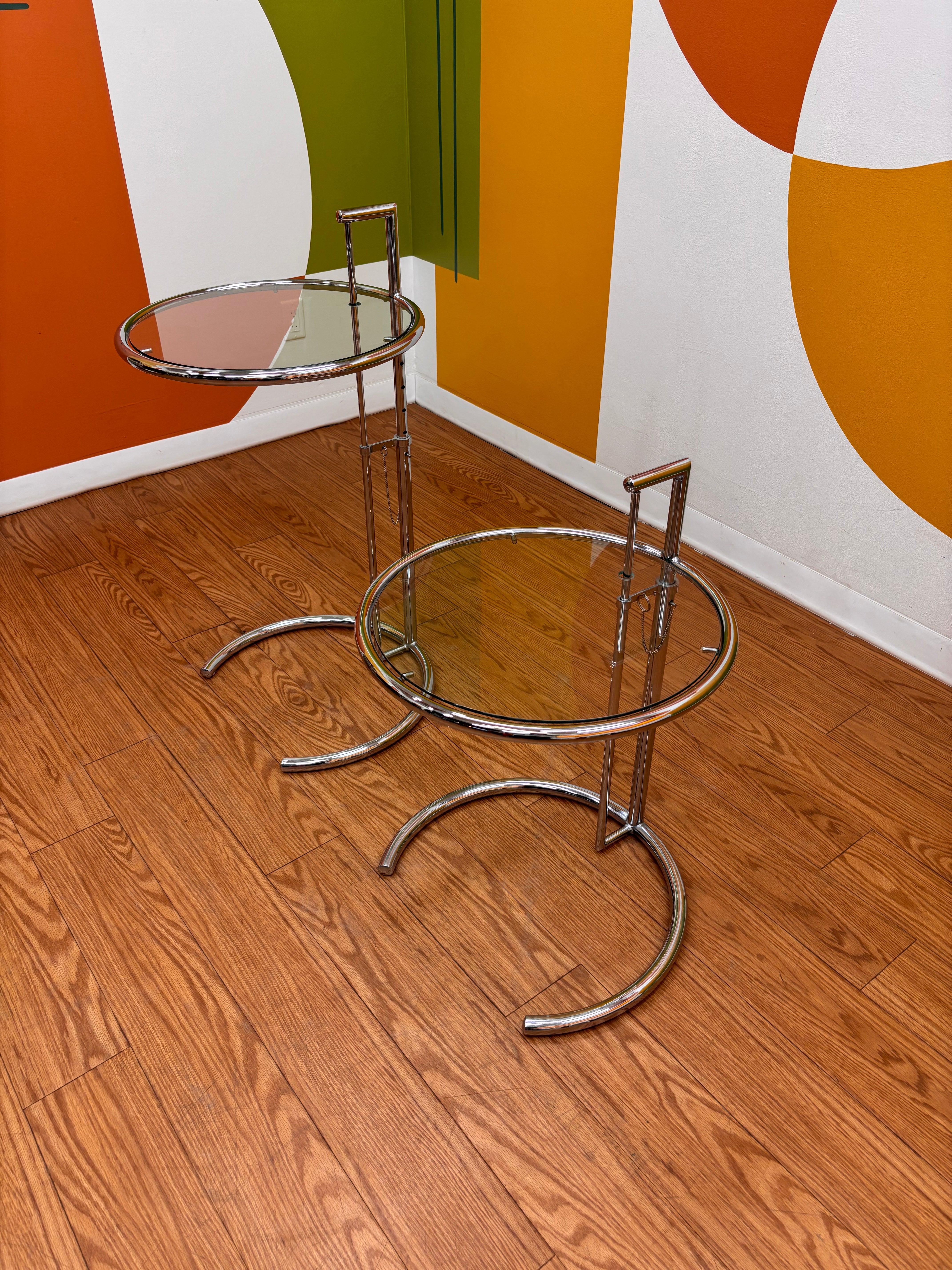 Adjustable Chrome Side Tables (2)