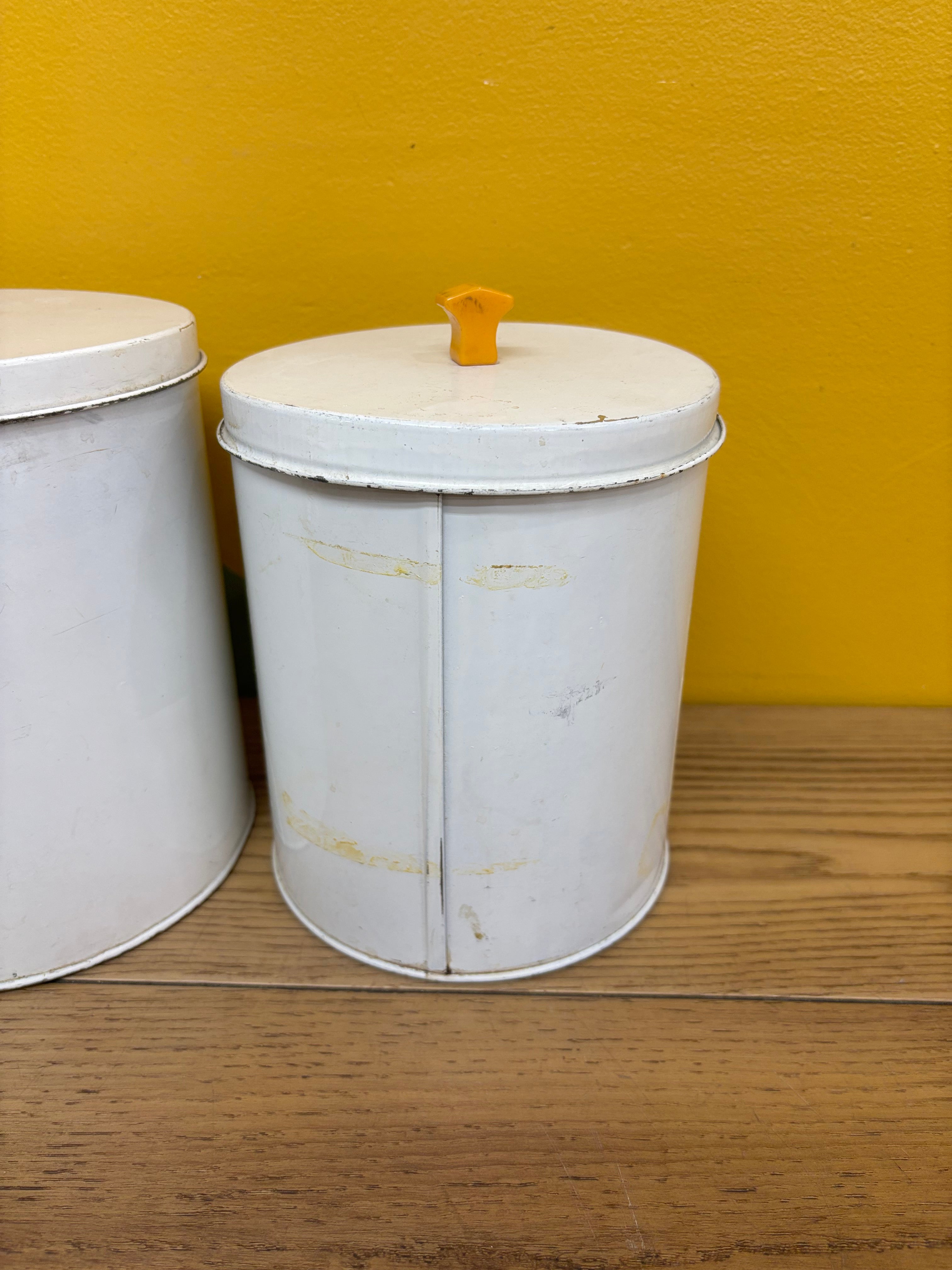 (2) Tin Floral Canisters