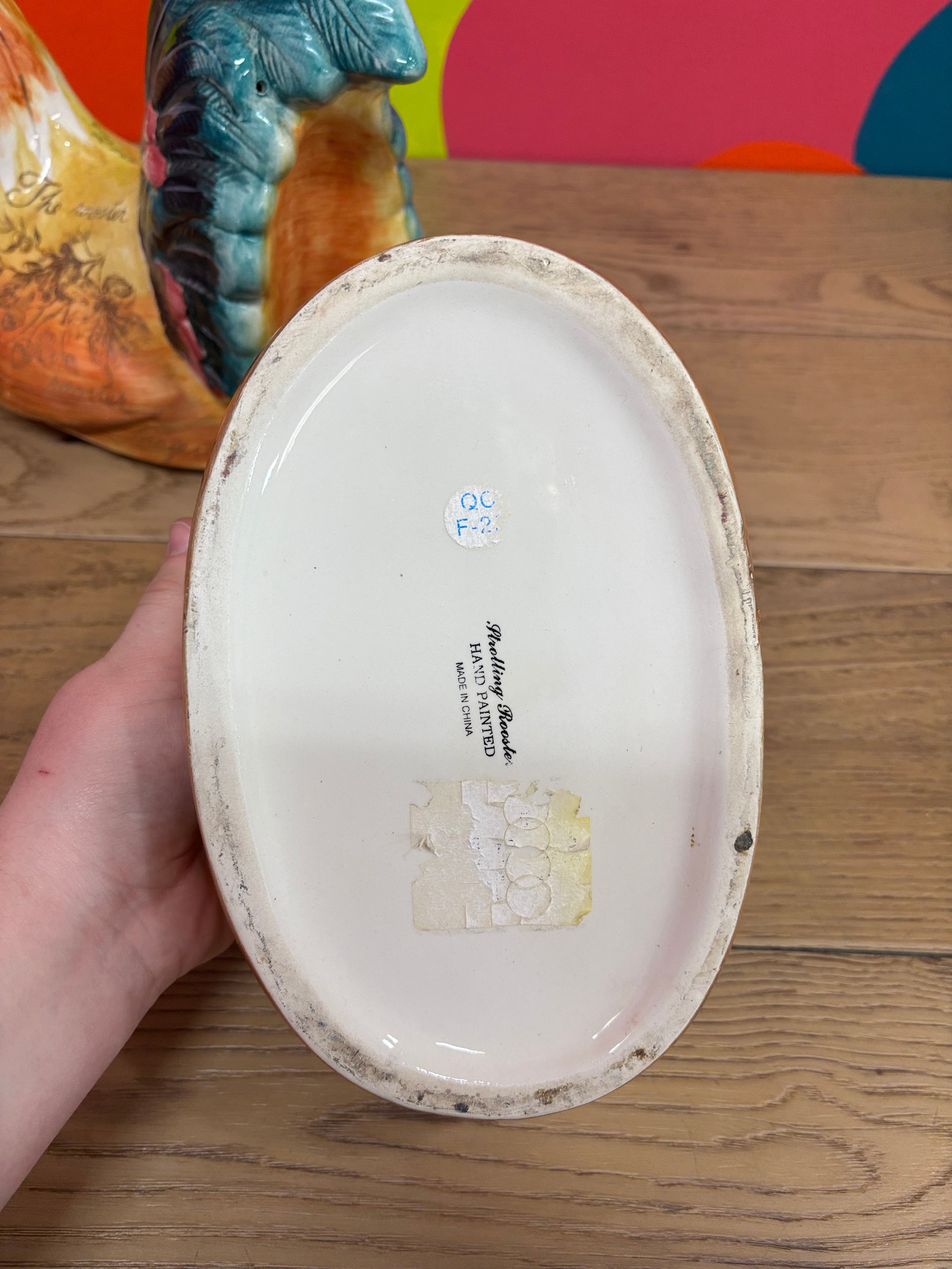 Hand Painted Rooster Jar