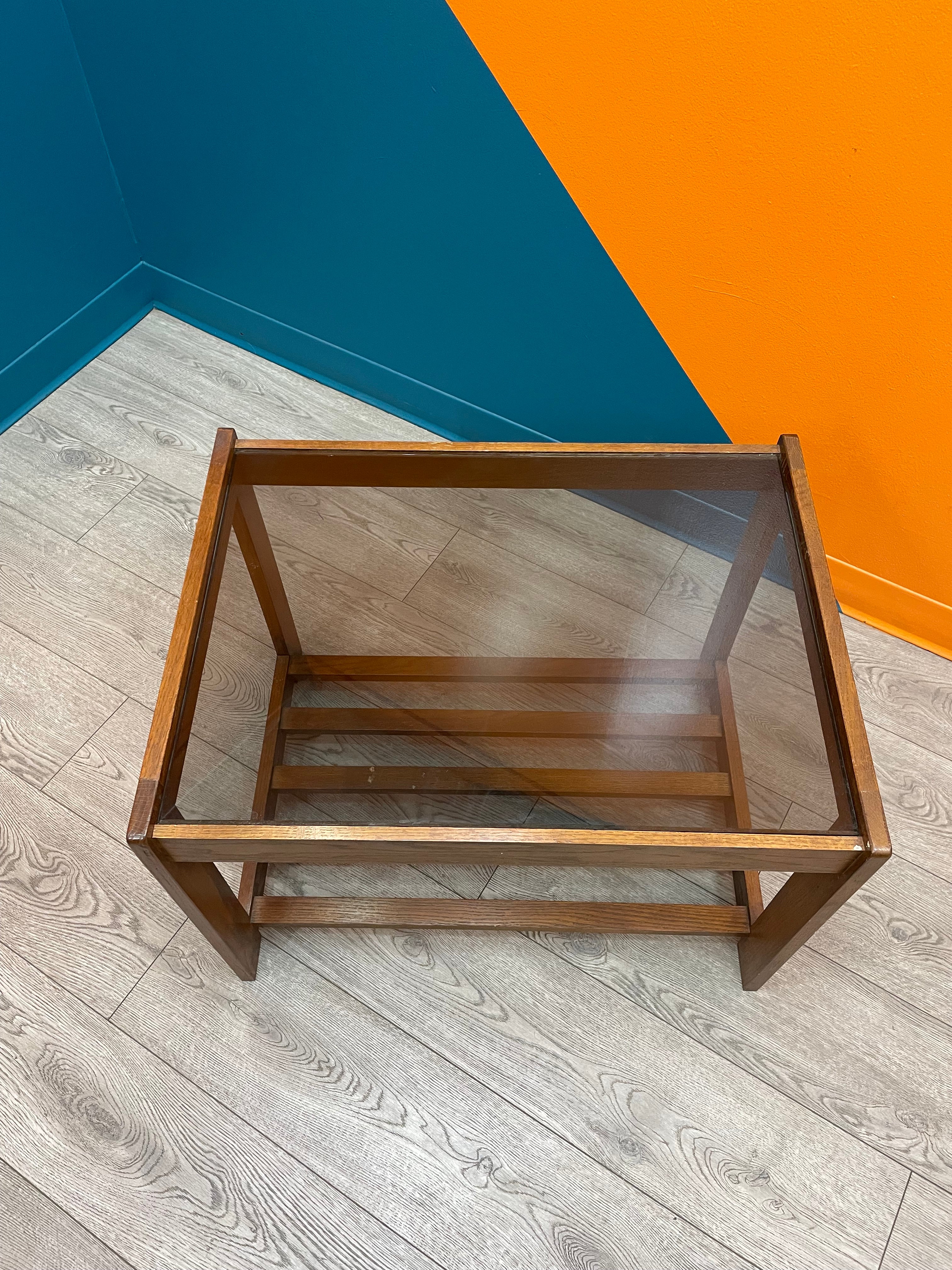 Wood & Glass Side Table #1