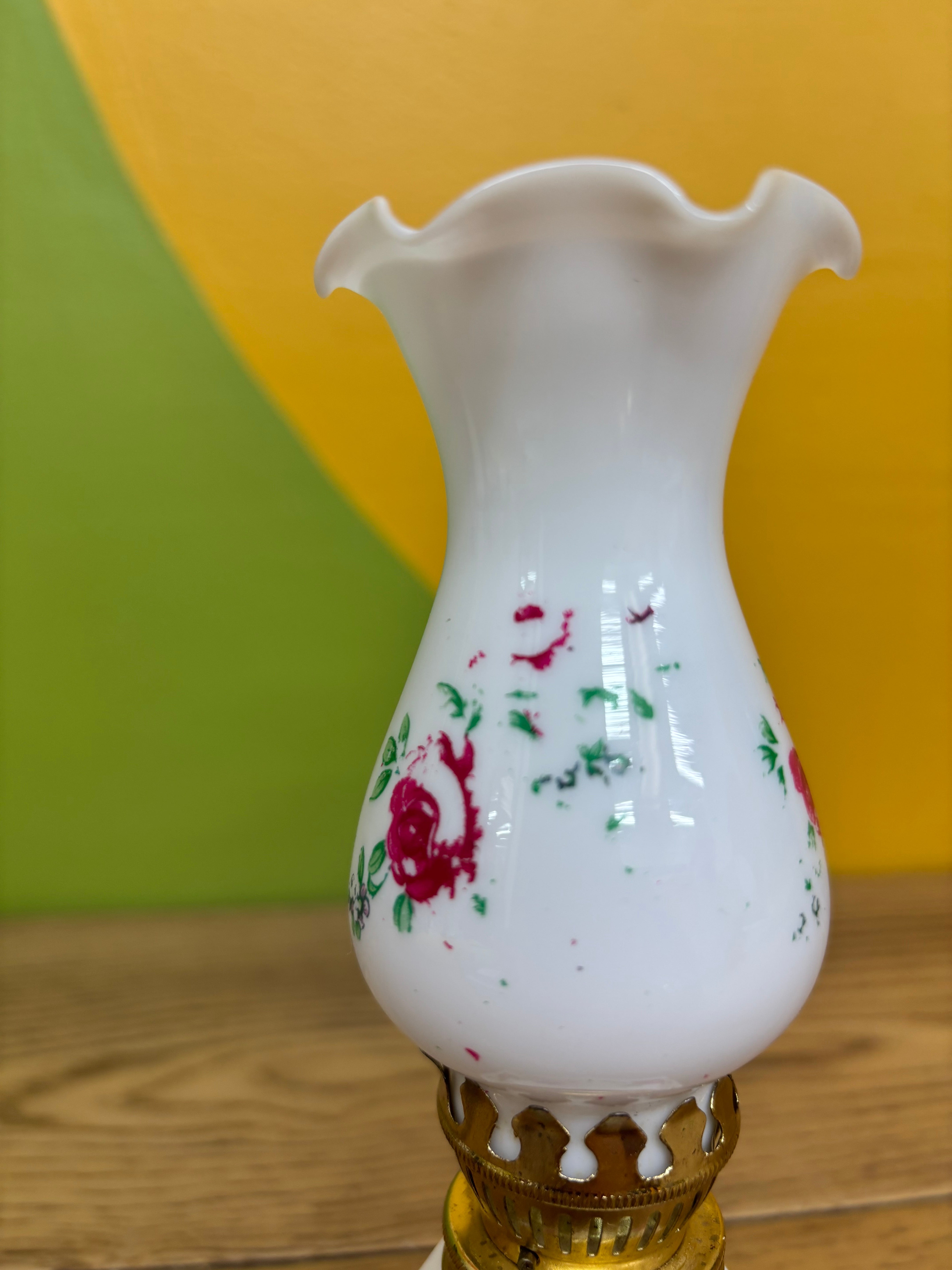 Small Milk Glass Kerosene Lamp