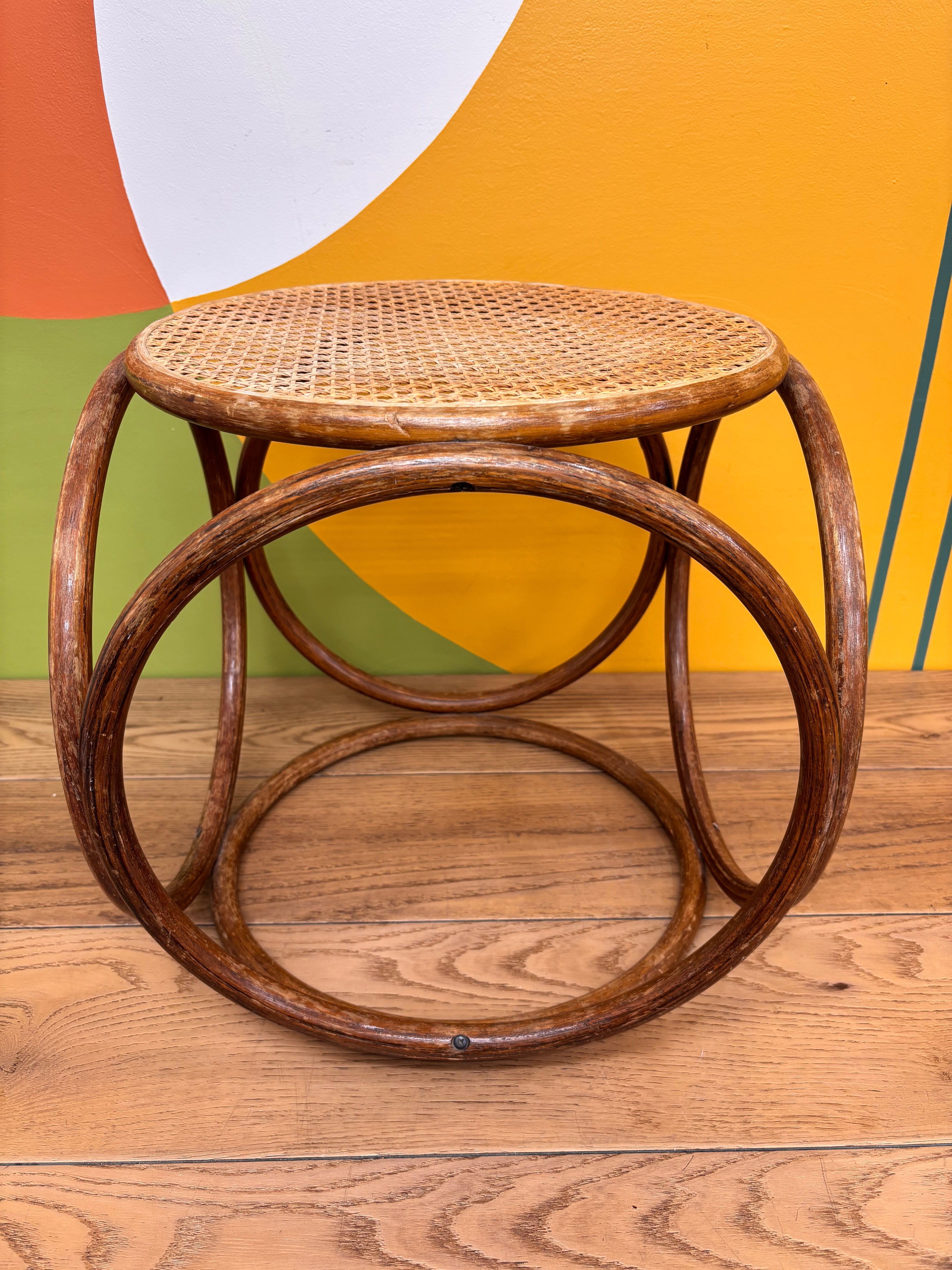 Thonet Style Bentwood Cane Stool