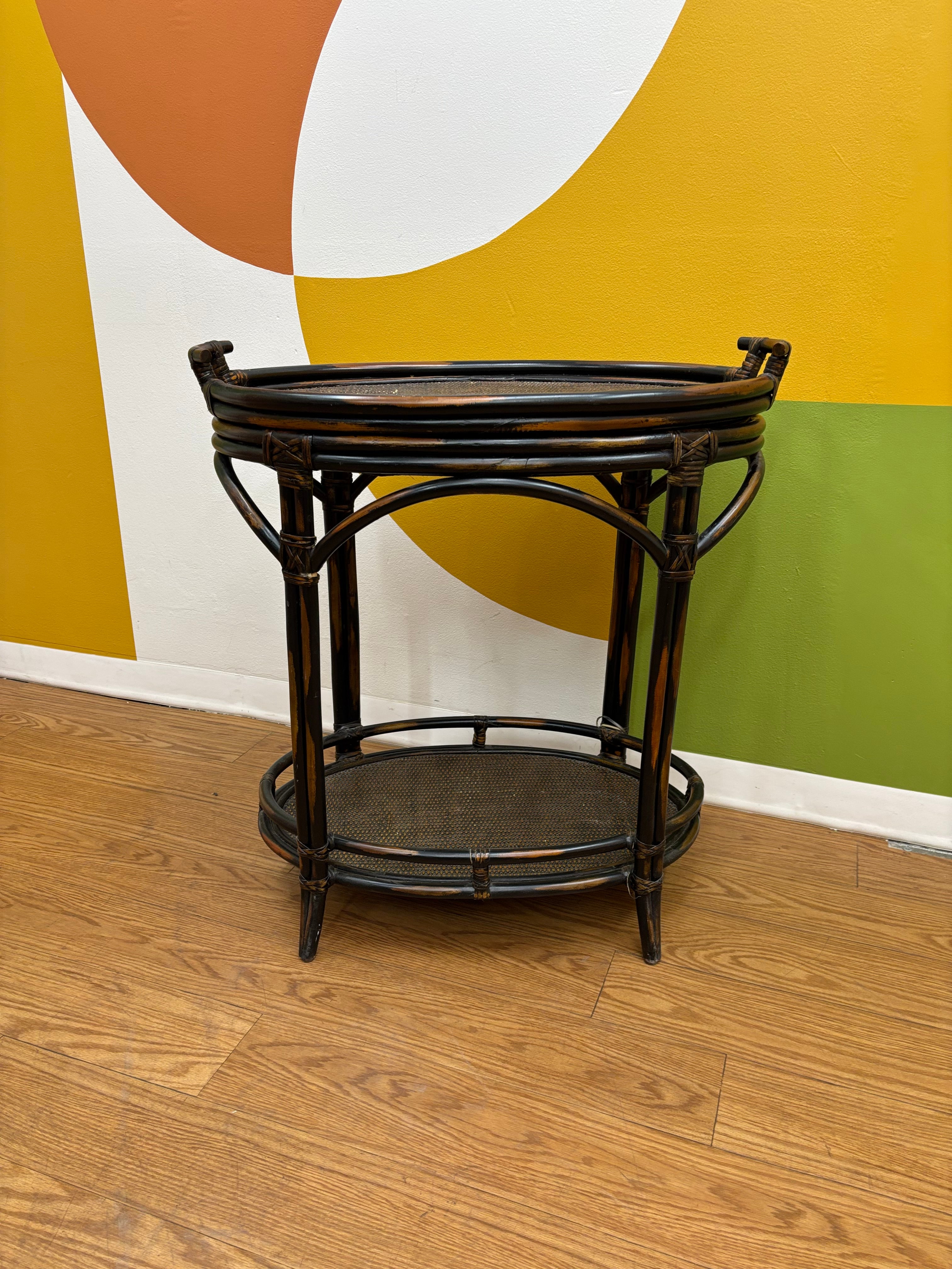 Rattan Two Tier Tray Table