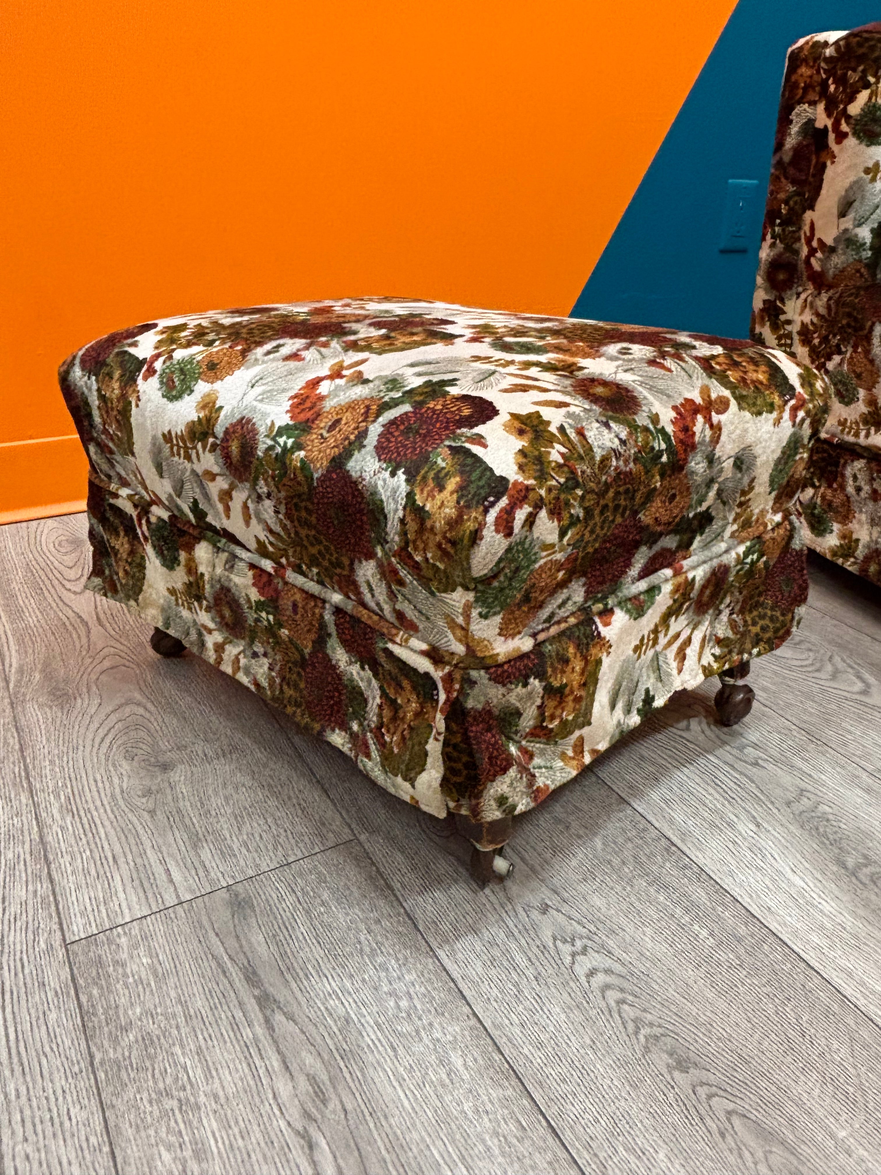 Floral Armchair & Ottoman