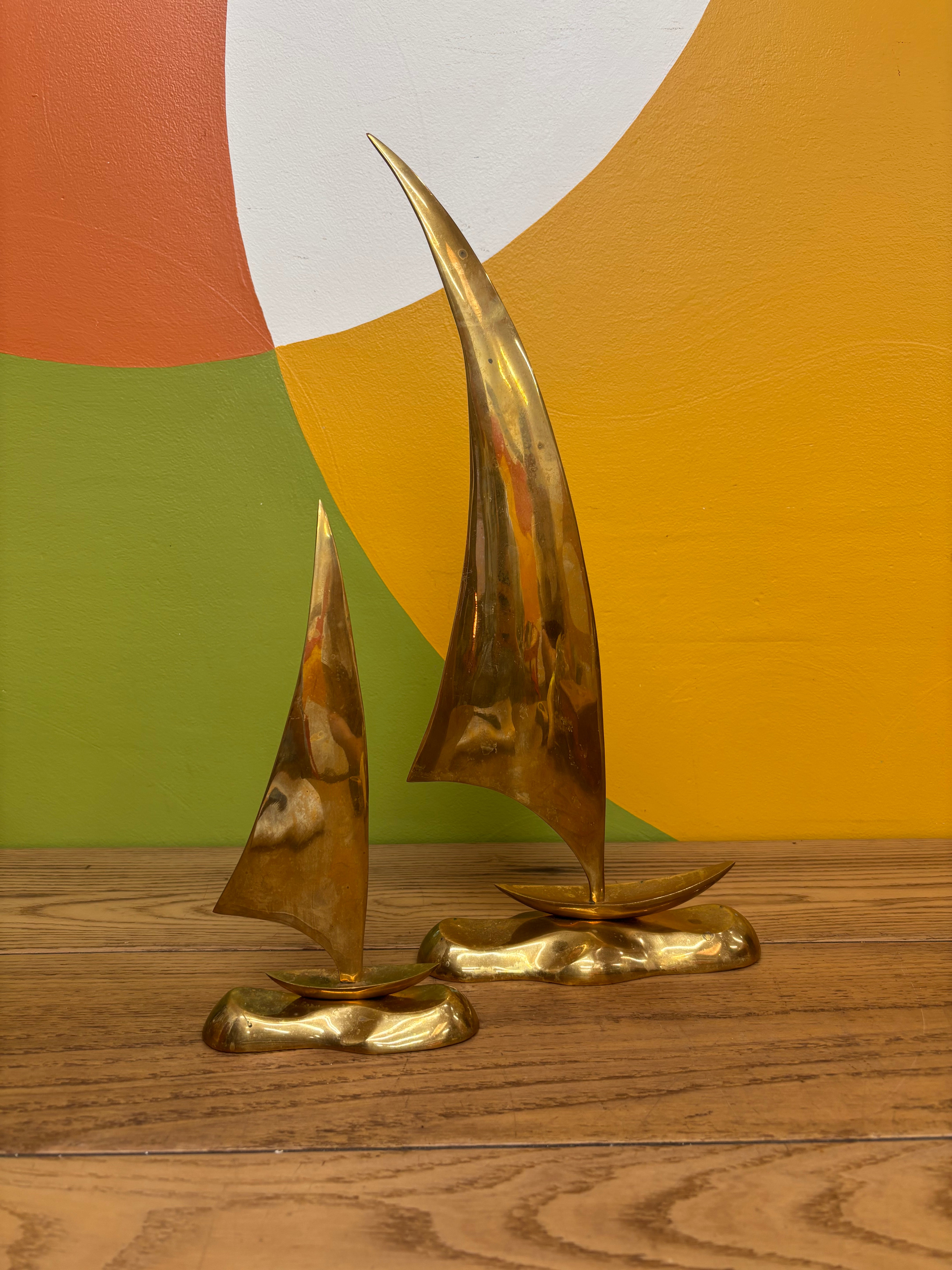 Set of 2 Brass Sailboats