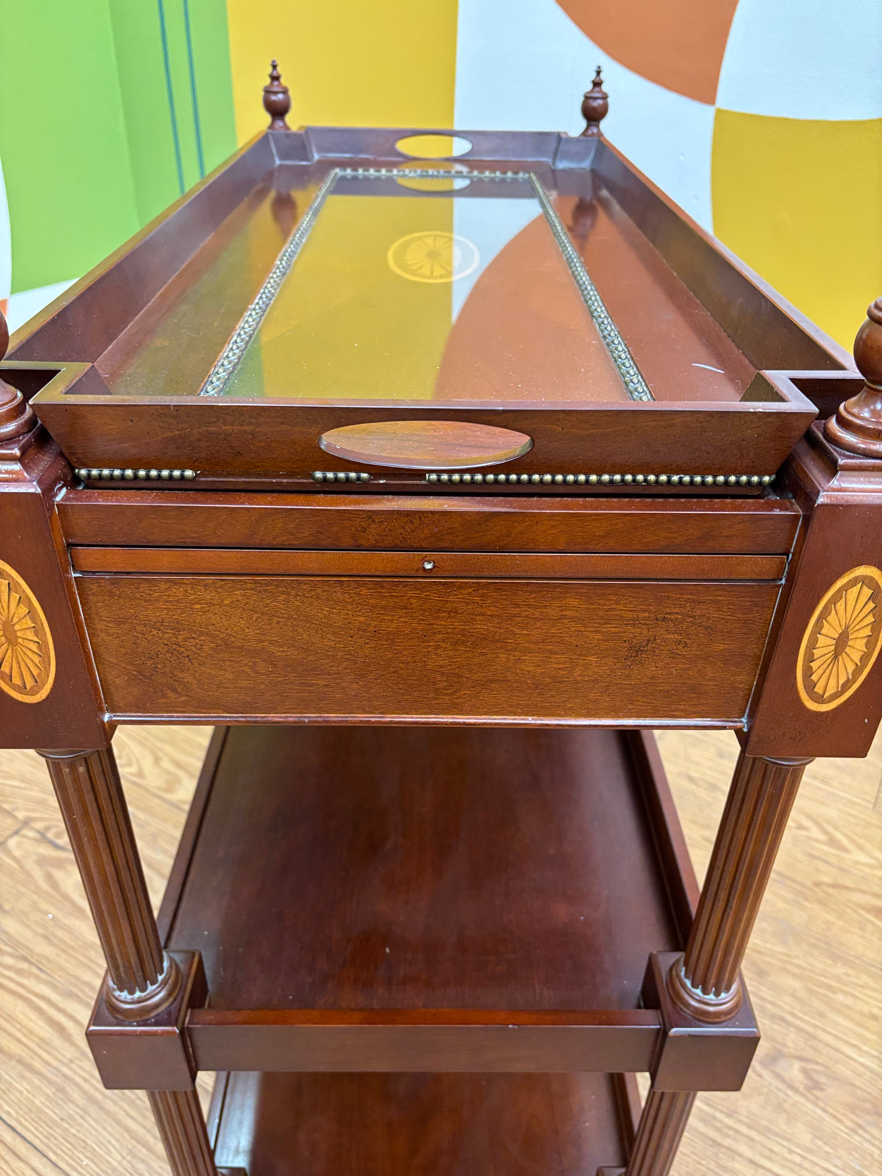 Mahogany Post Rolling Serving Cart