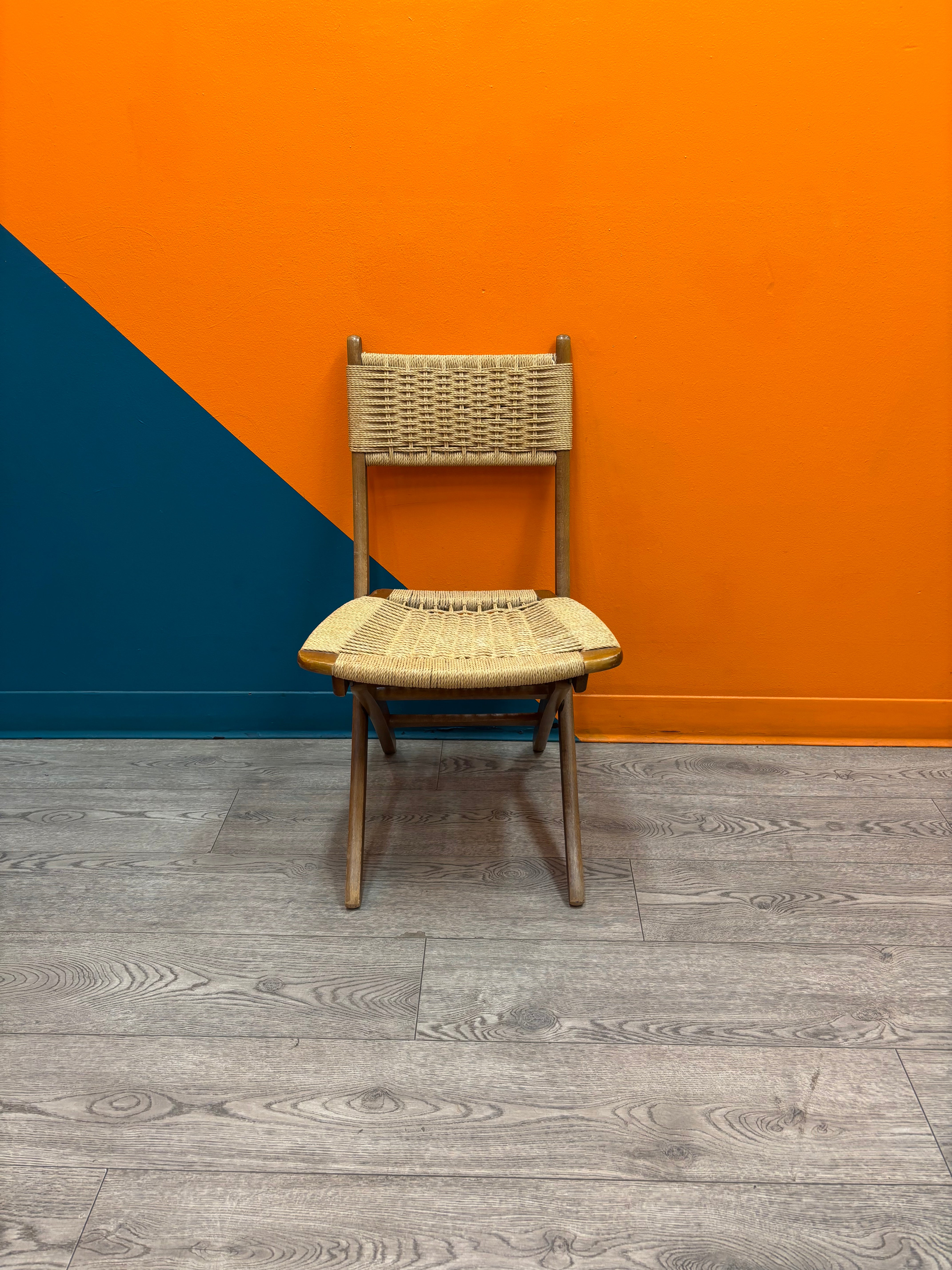 Folding Rope and Wood Chair