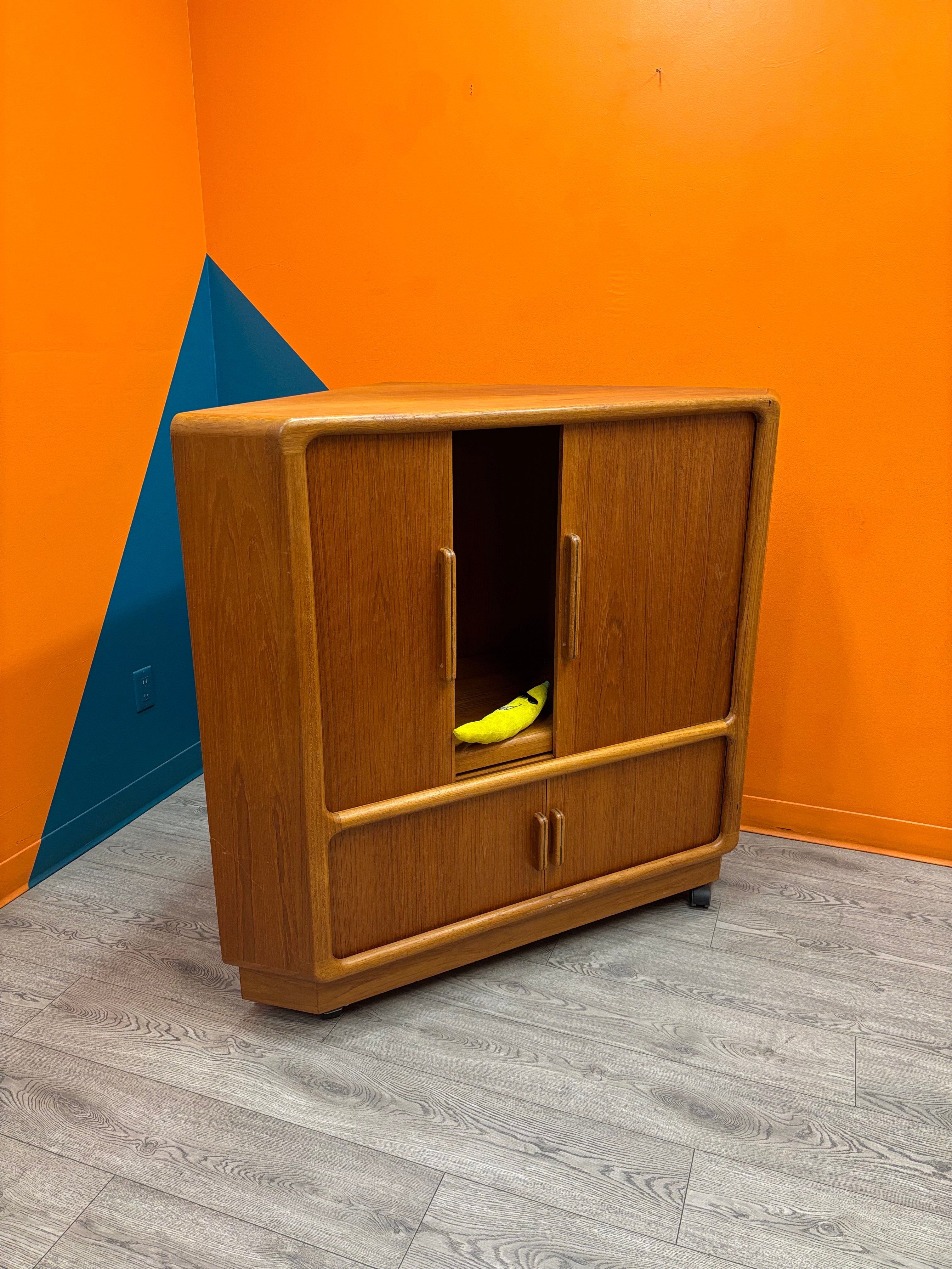 Rolling Wood Corner TV Cabinet