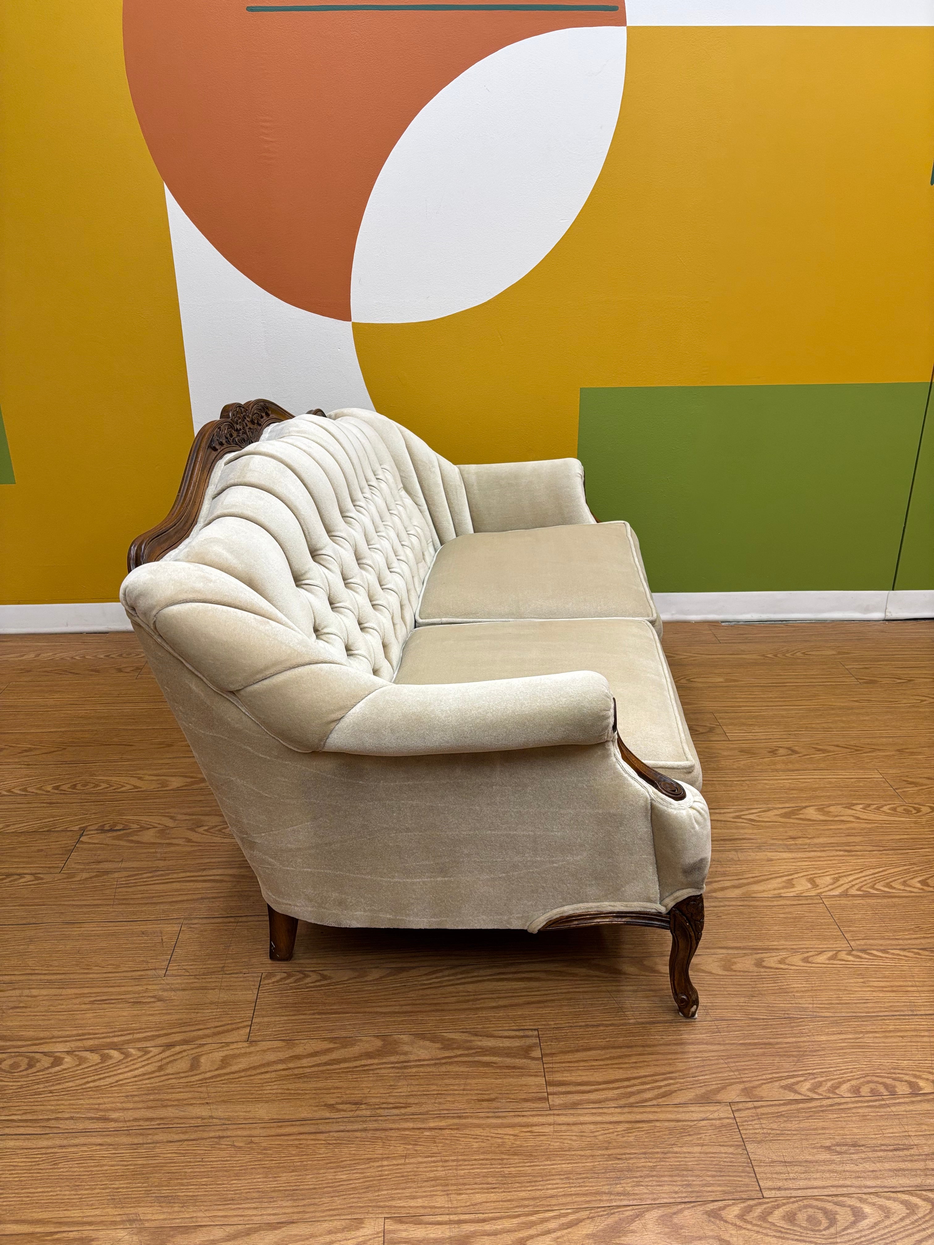 Tufted Cream Loveseat