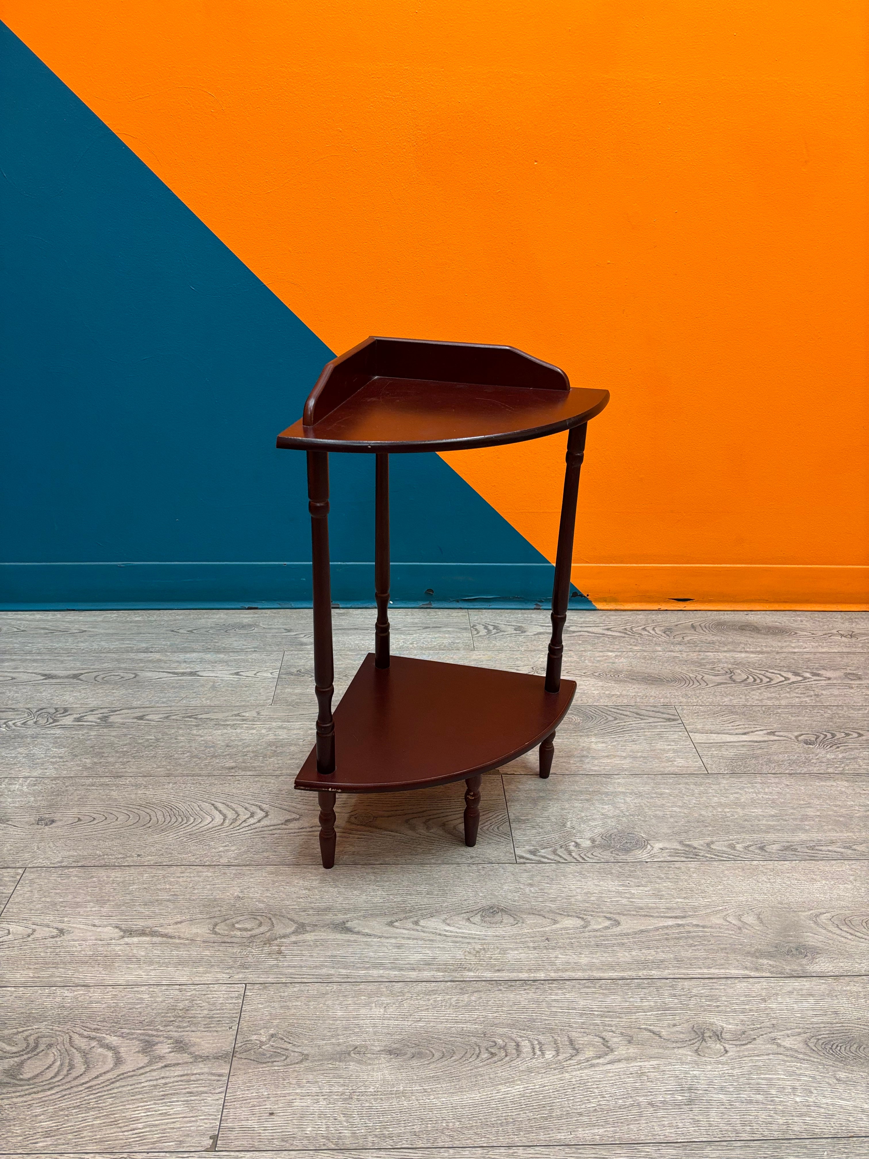 Small Wood 2 Tier Corner Shelf