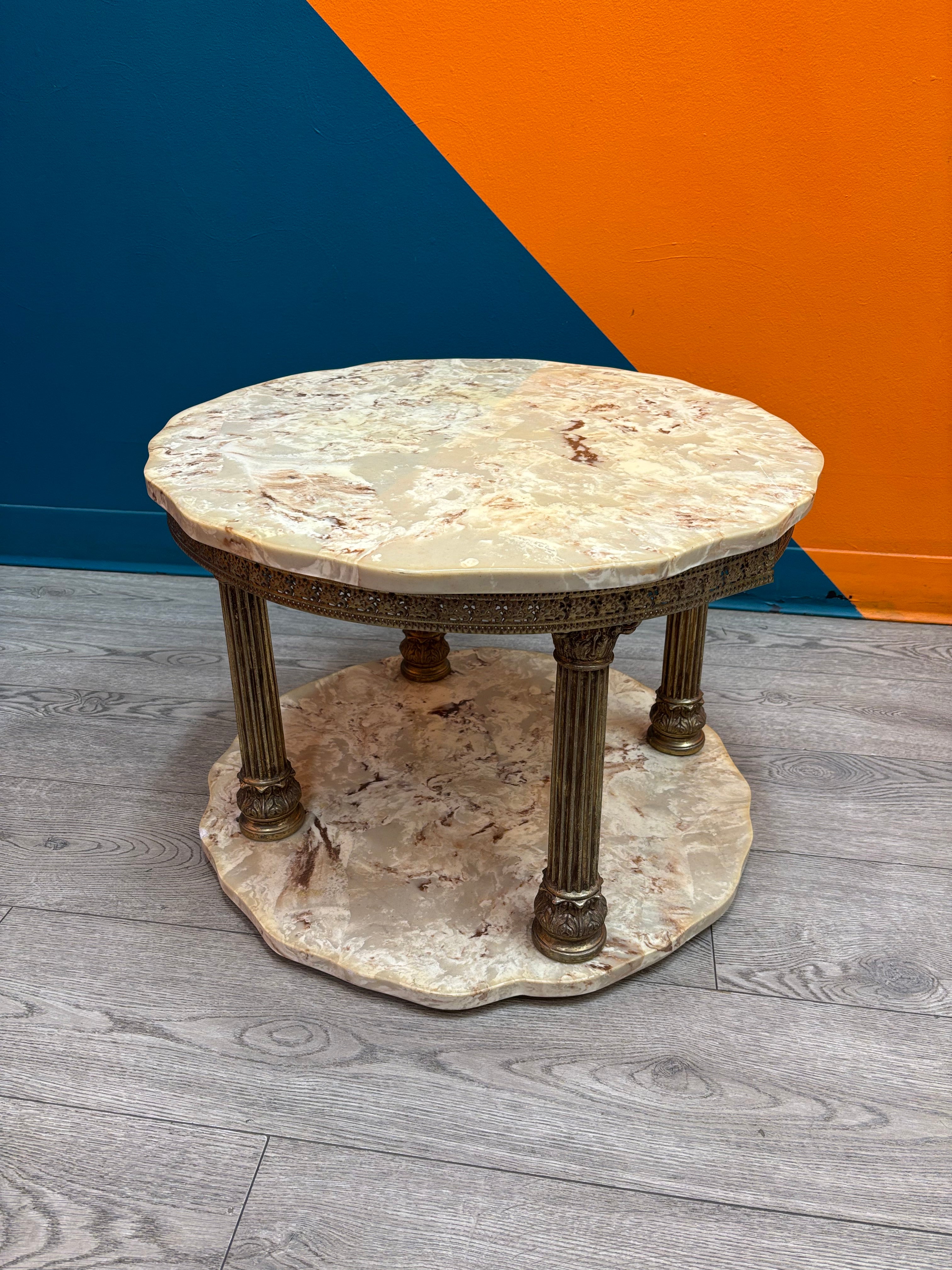 Brass and Marble Side Table