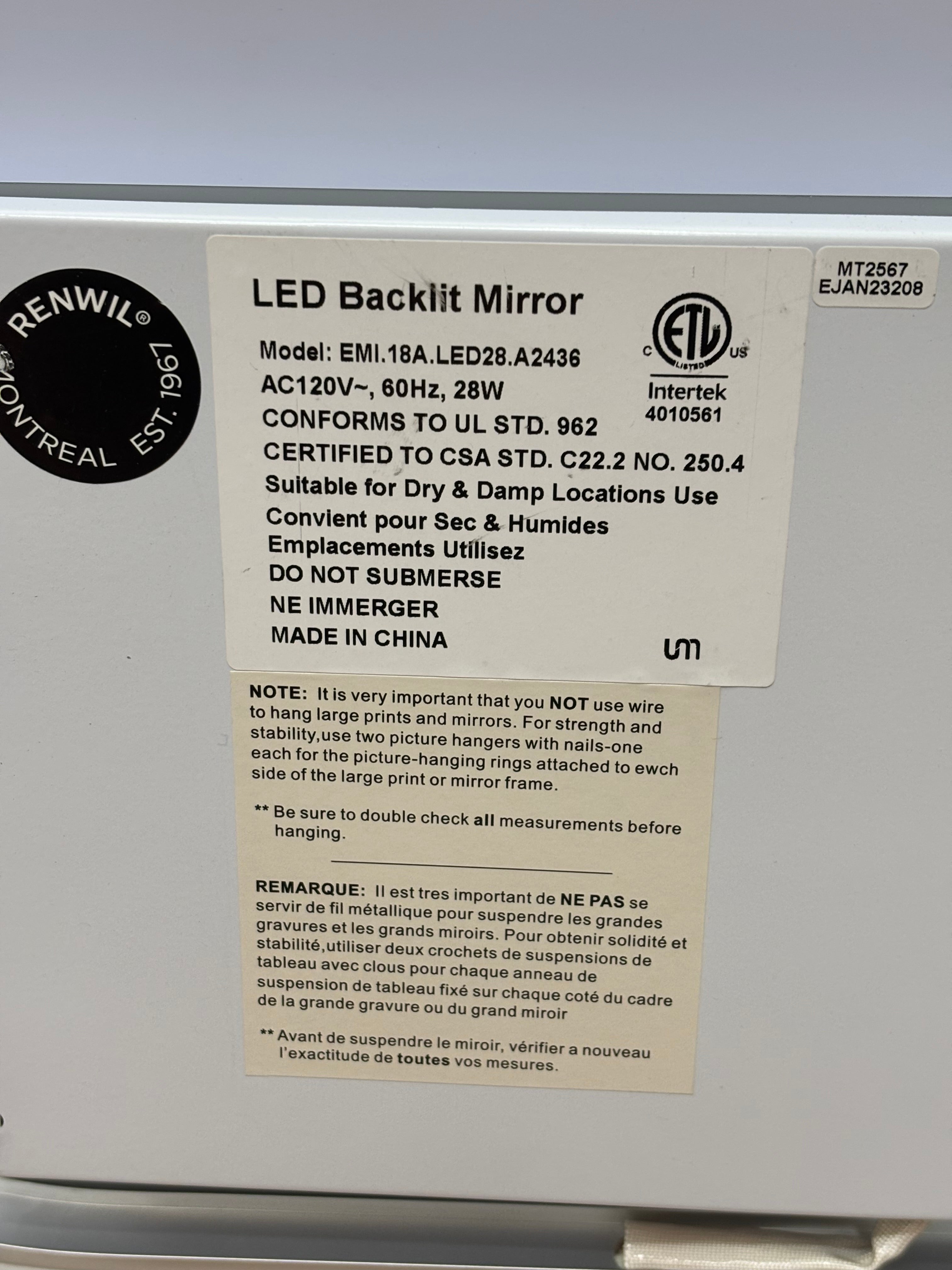 LED Backlit Mirror #1