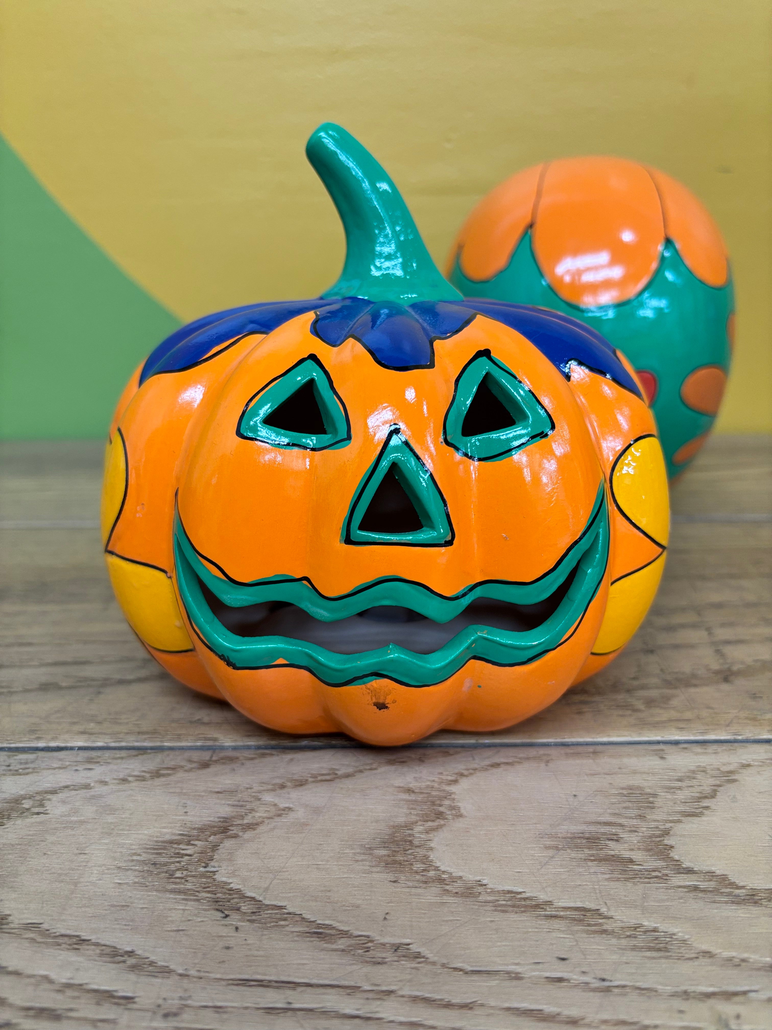 Painted Pumpkin & Skeleton Head