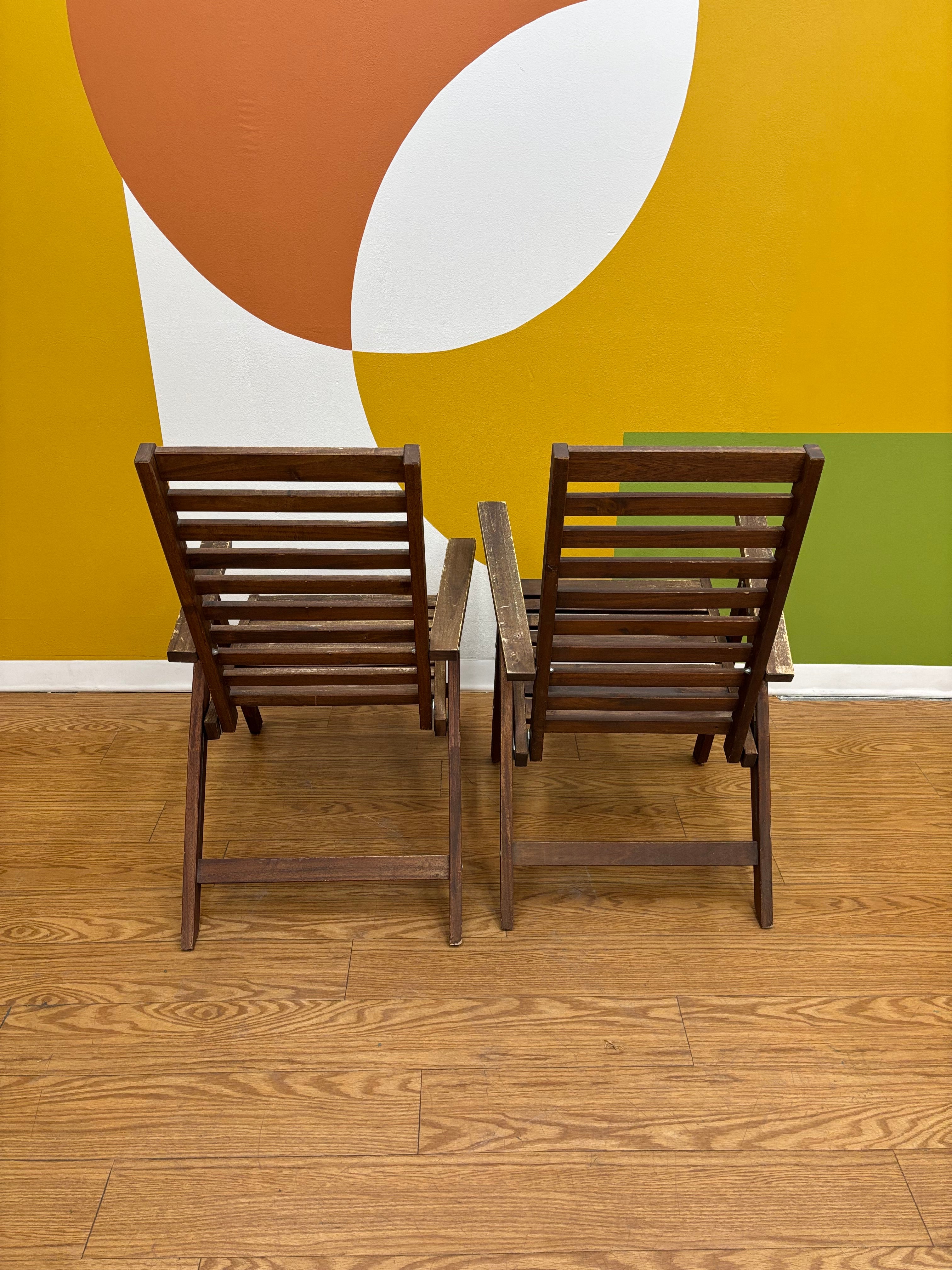 (2) Wood Folding Reclining Chairs