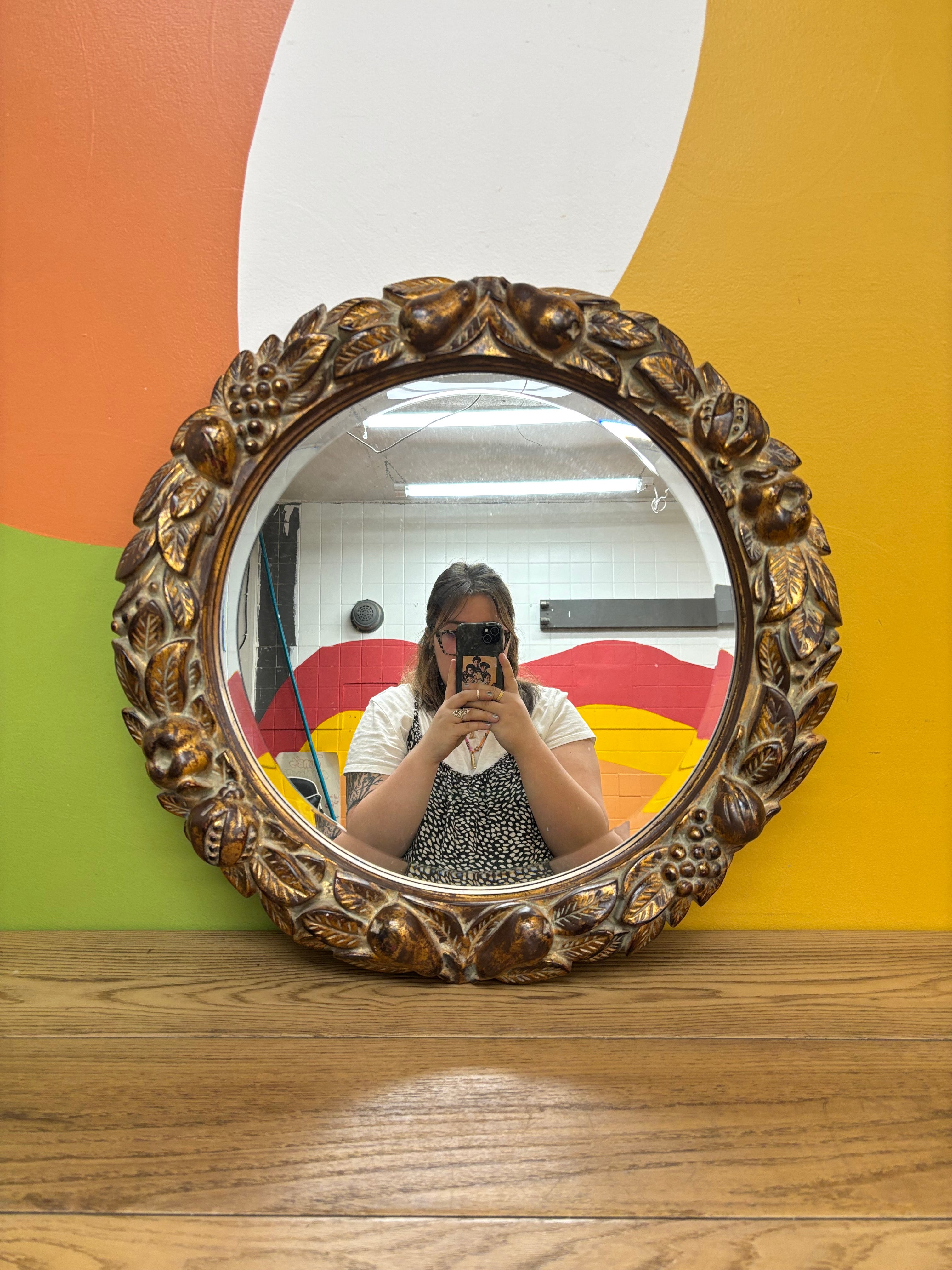 Round Gold Framed Mirror