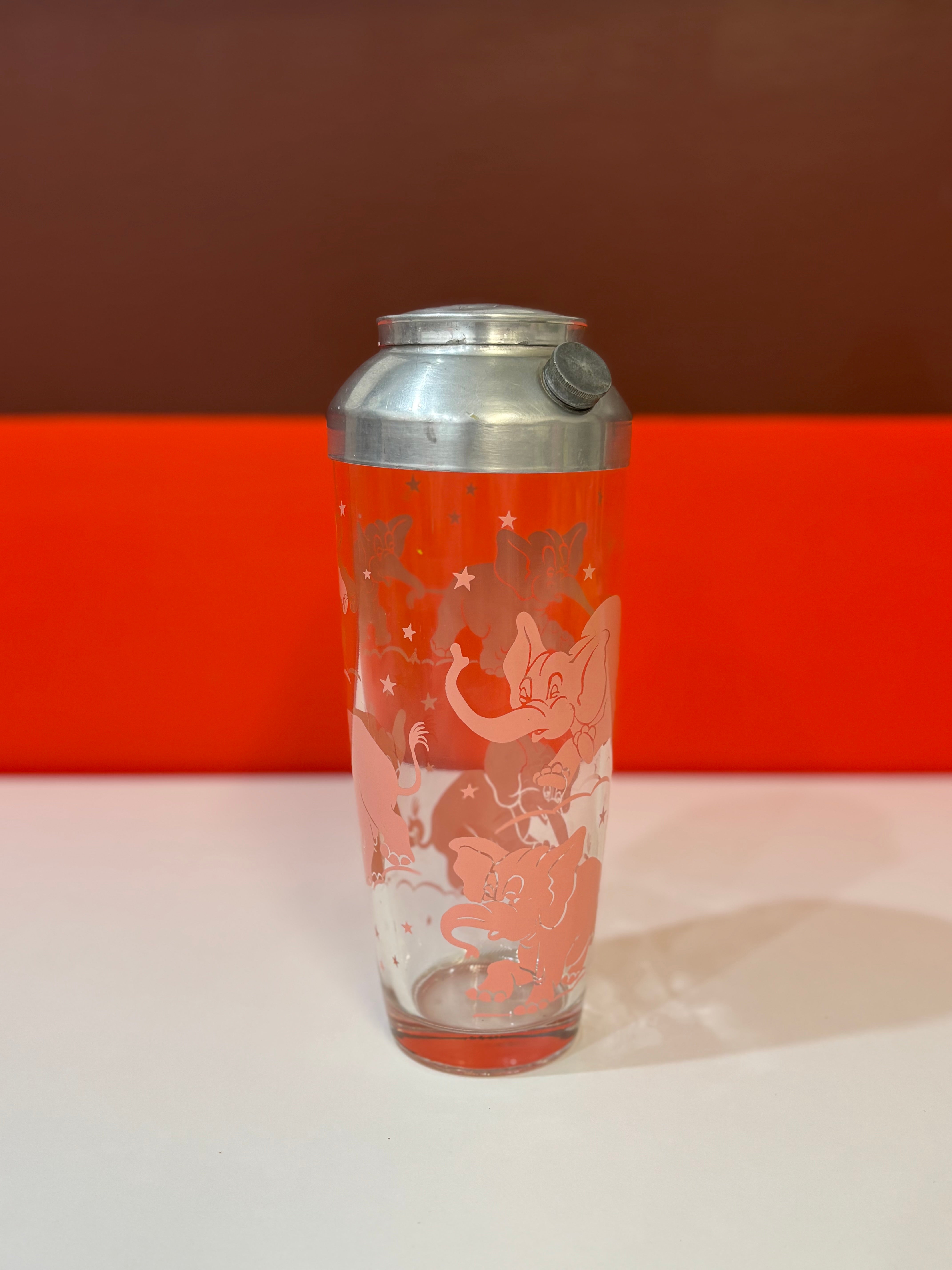 Hazel Atlas Pink Elephant Cocktail Shaker