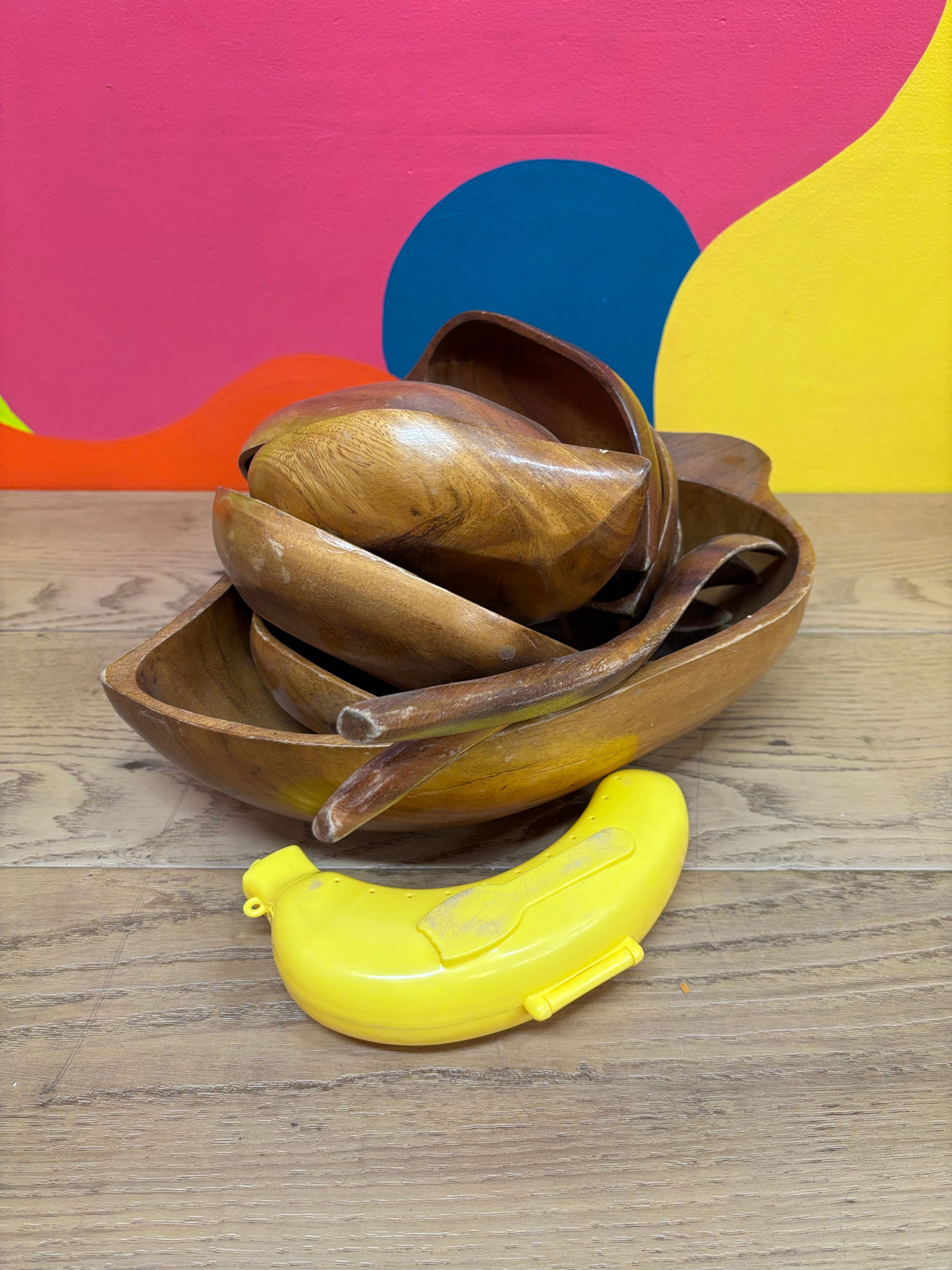 Wood Salad Bowl Serving Set