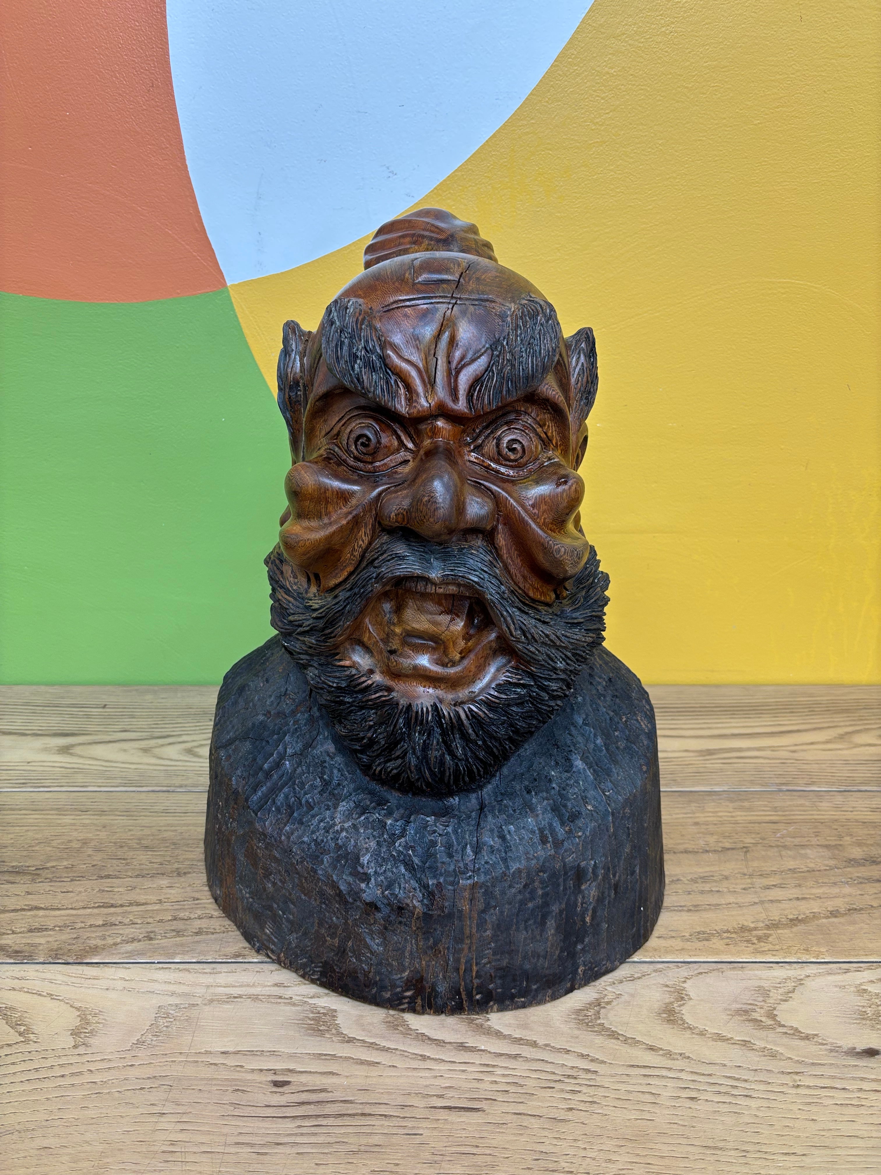 Wood Carved Head Sculpture