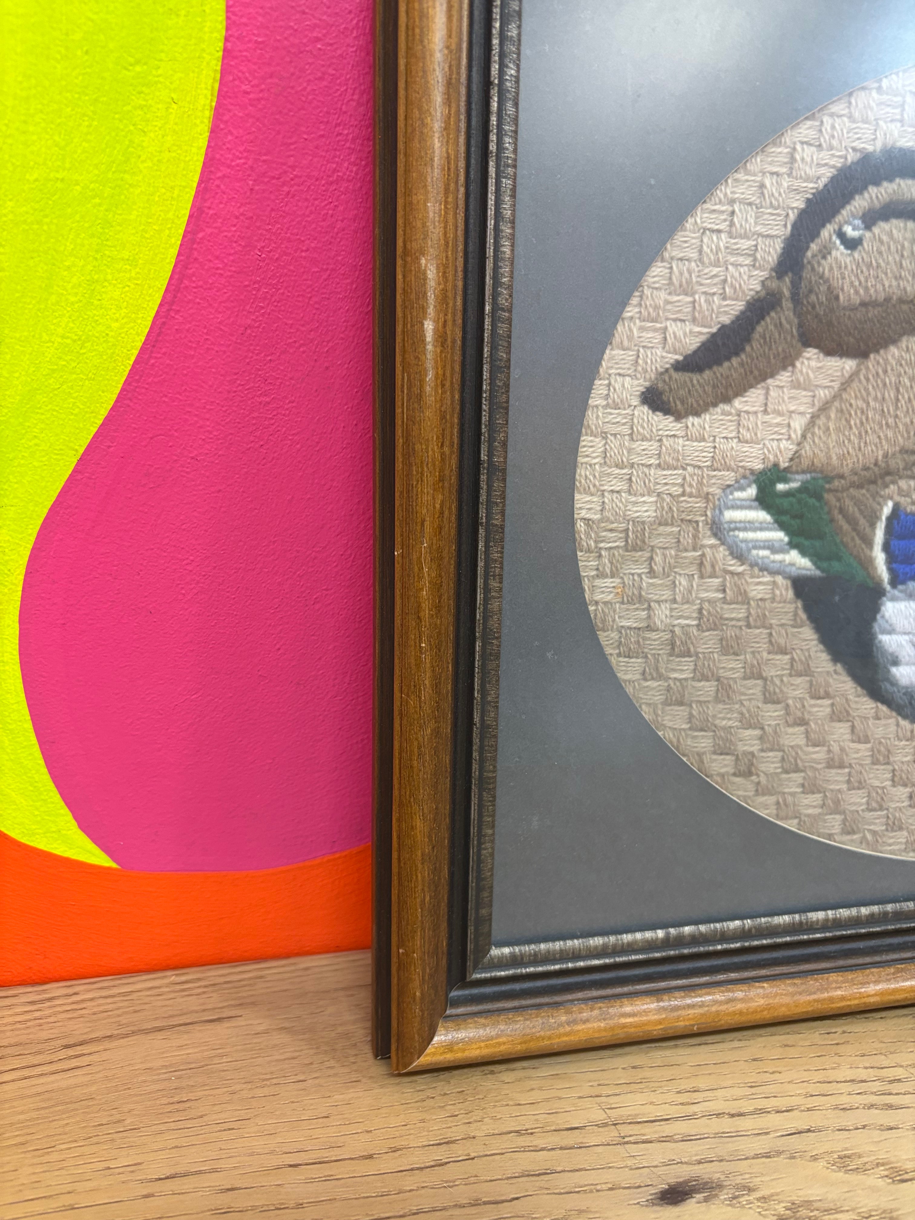 Framed Embroidered Duck Art