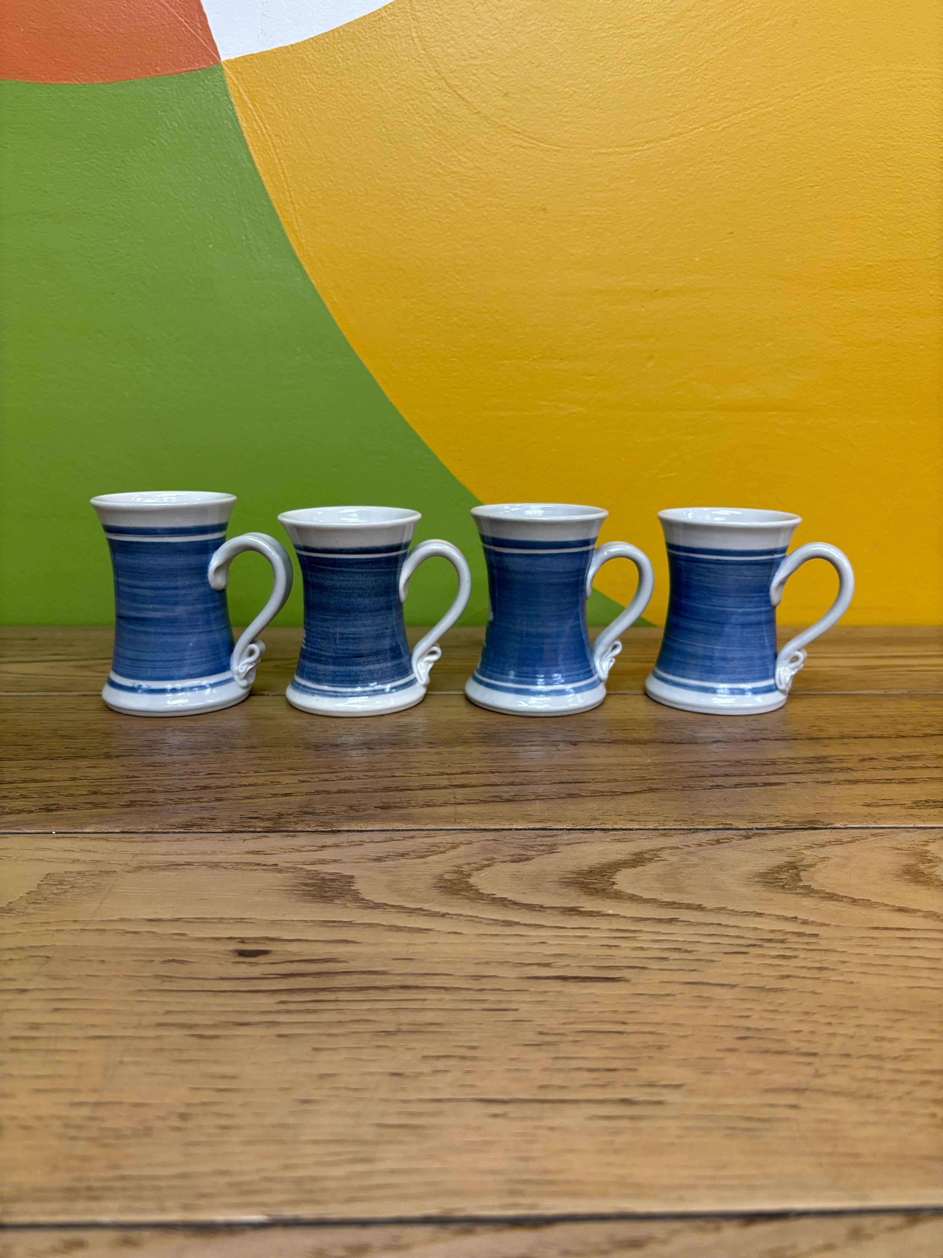 (4) Blue & White Mugs