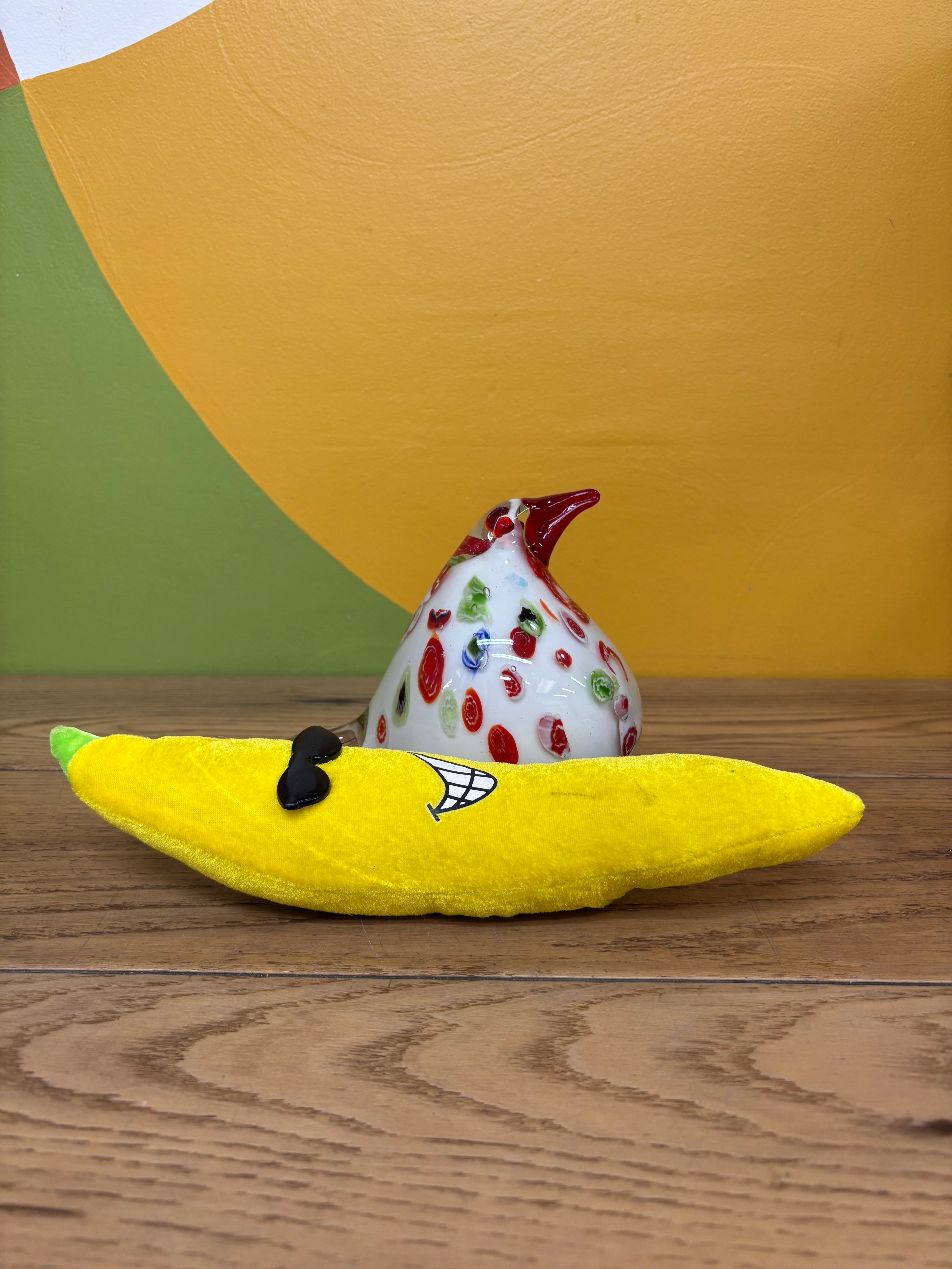 Glass Spotted Rooster Figurine