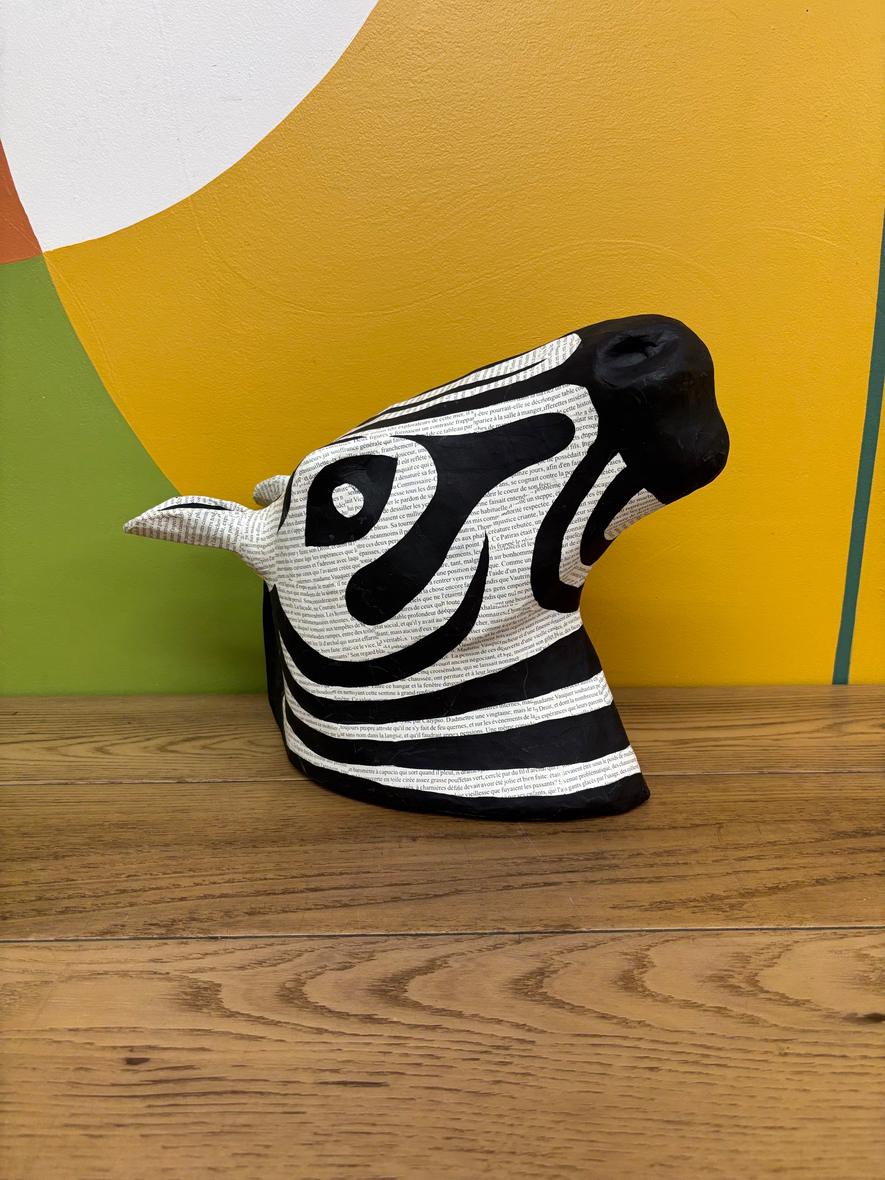 Paper Mache Zebra Head