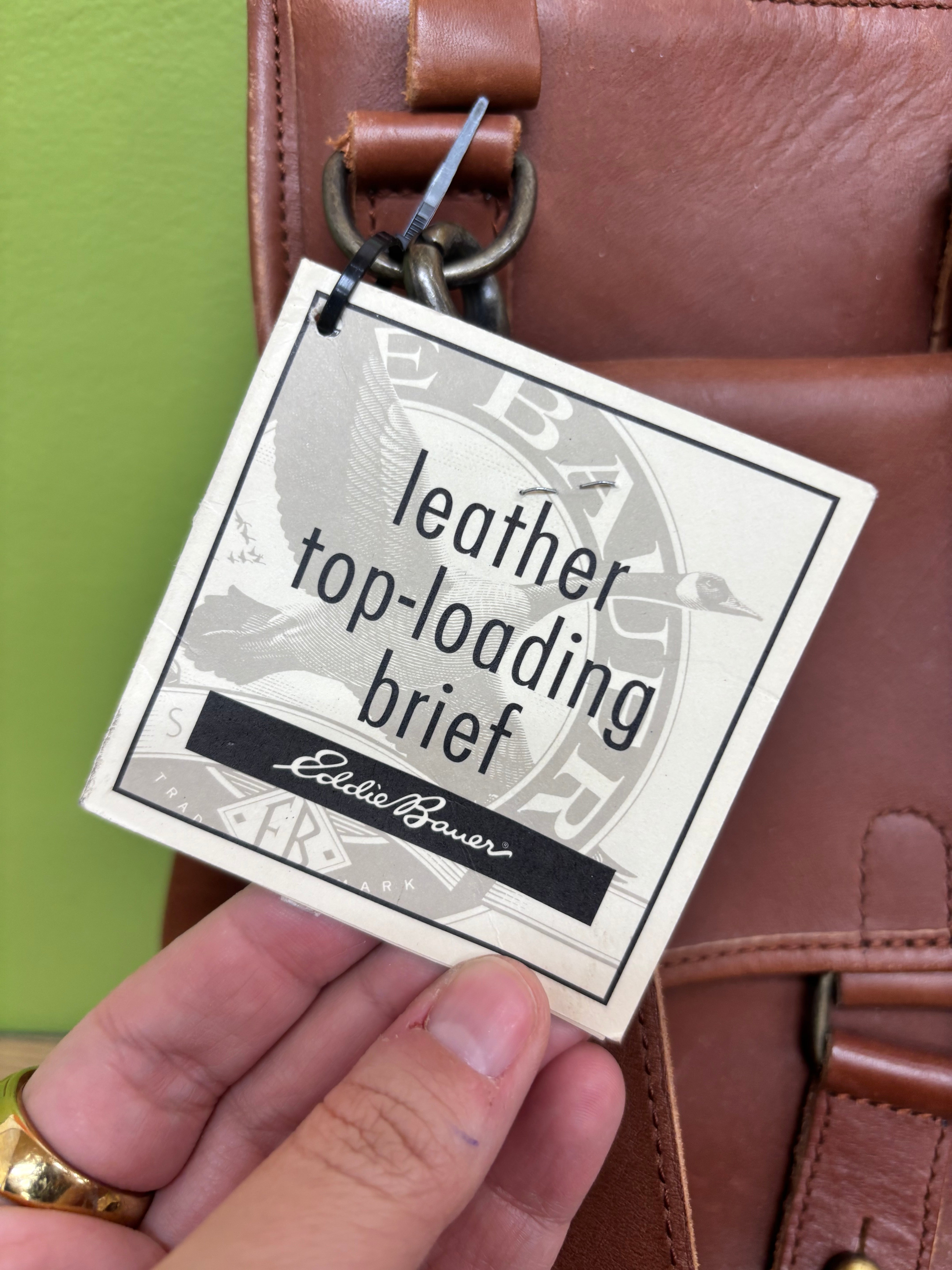 Brown Leather Top-Loading Brief