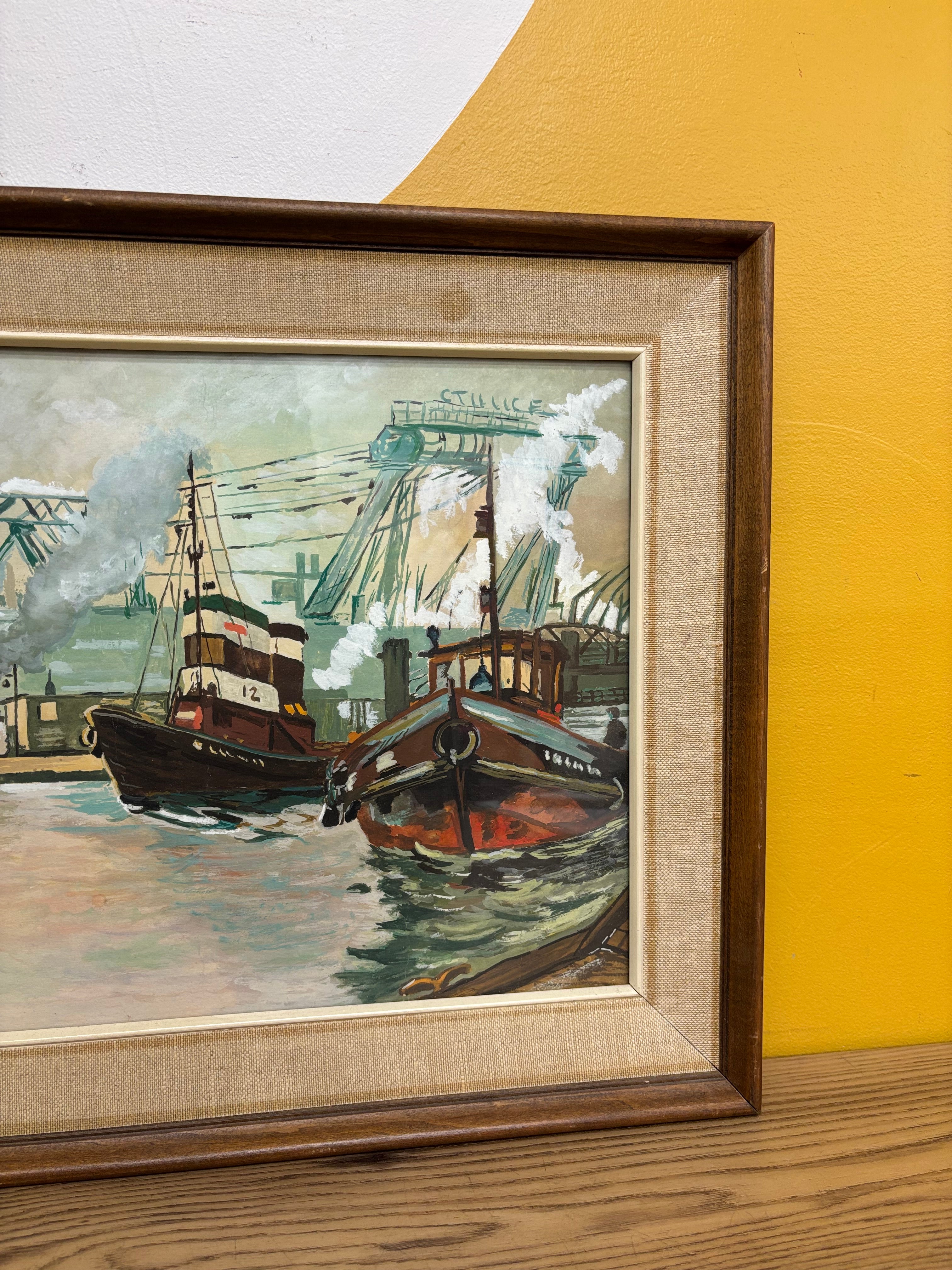 Framed Boat Painting