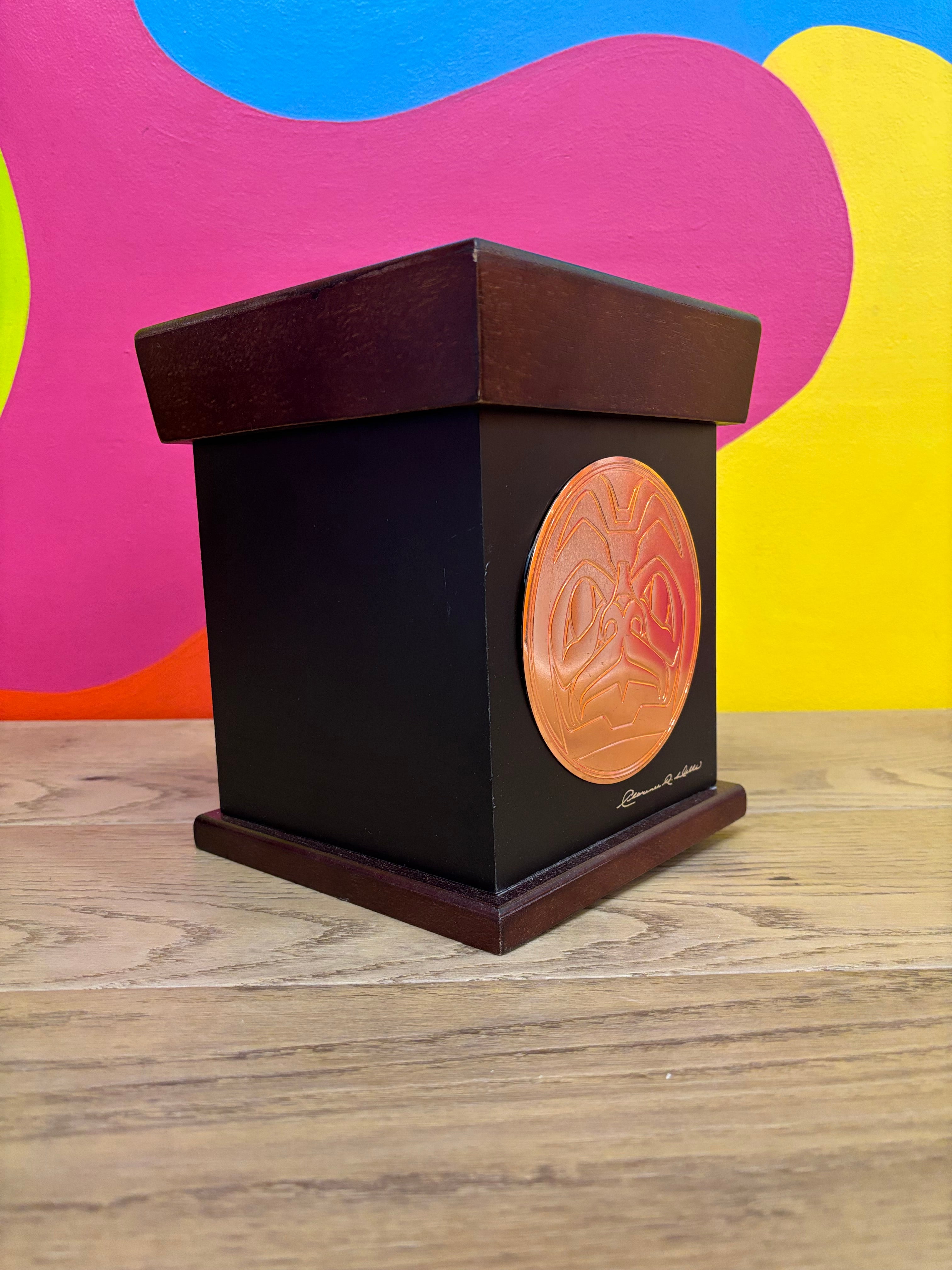 Wood Copper Medallion Storage Box by Clarence A Wells