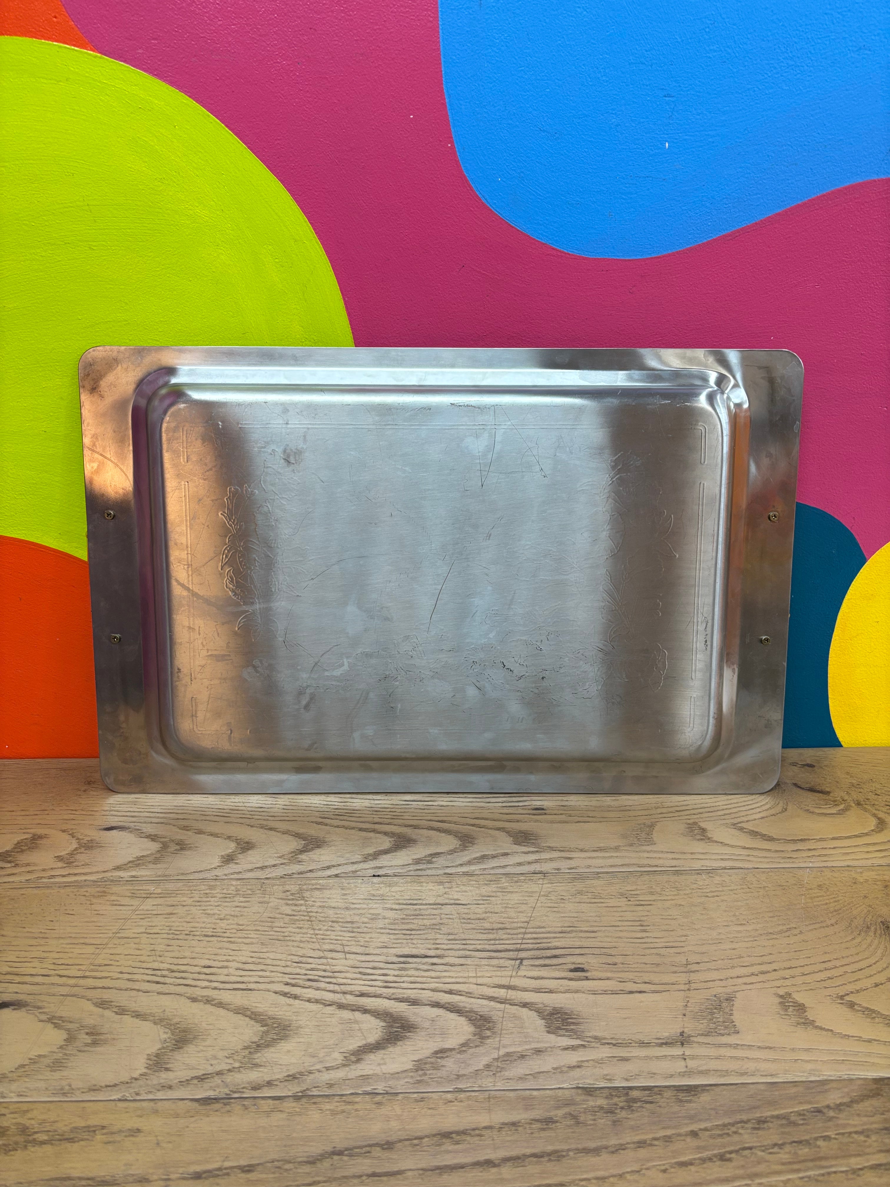 Floral Etched Metal Tray