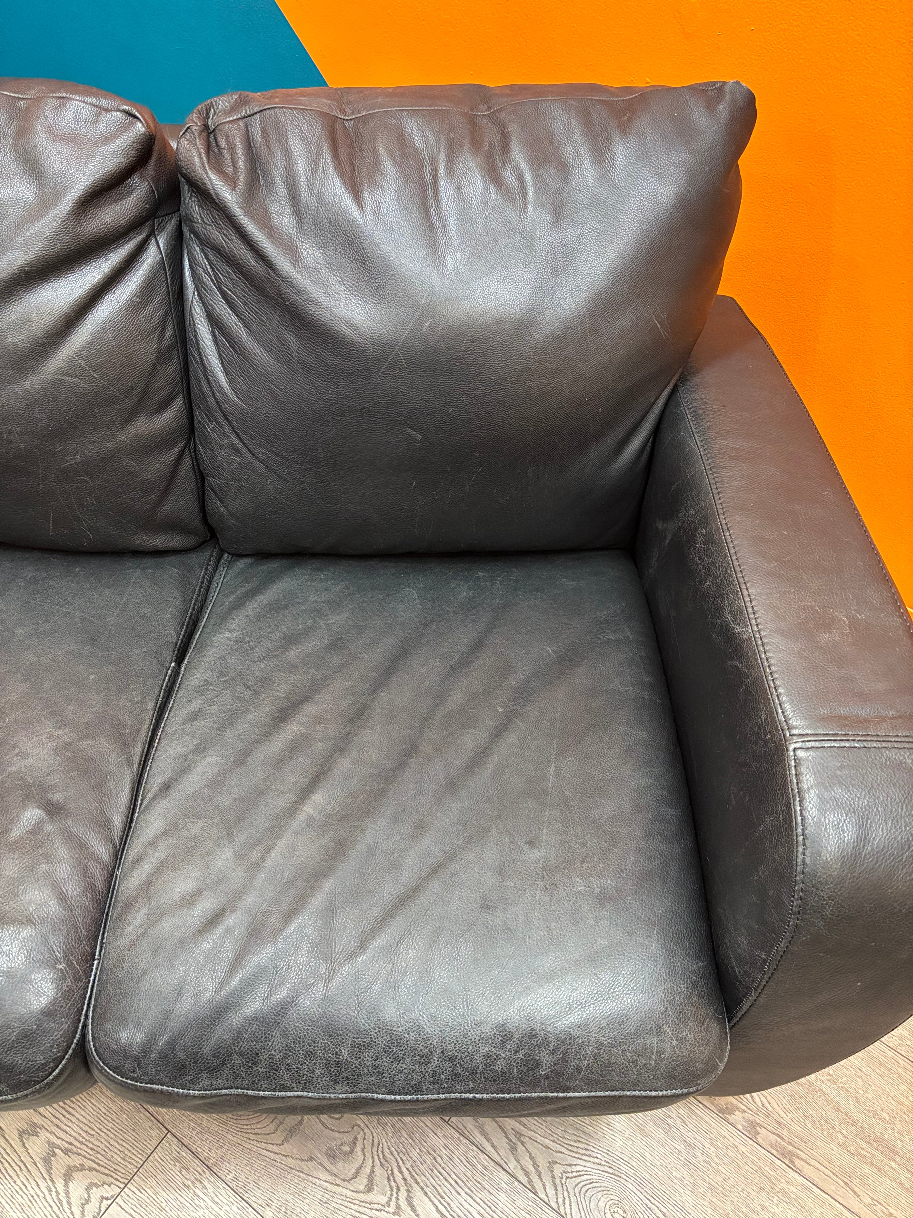 Black Leather Sofa (Natuzzi)