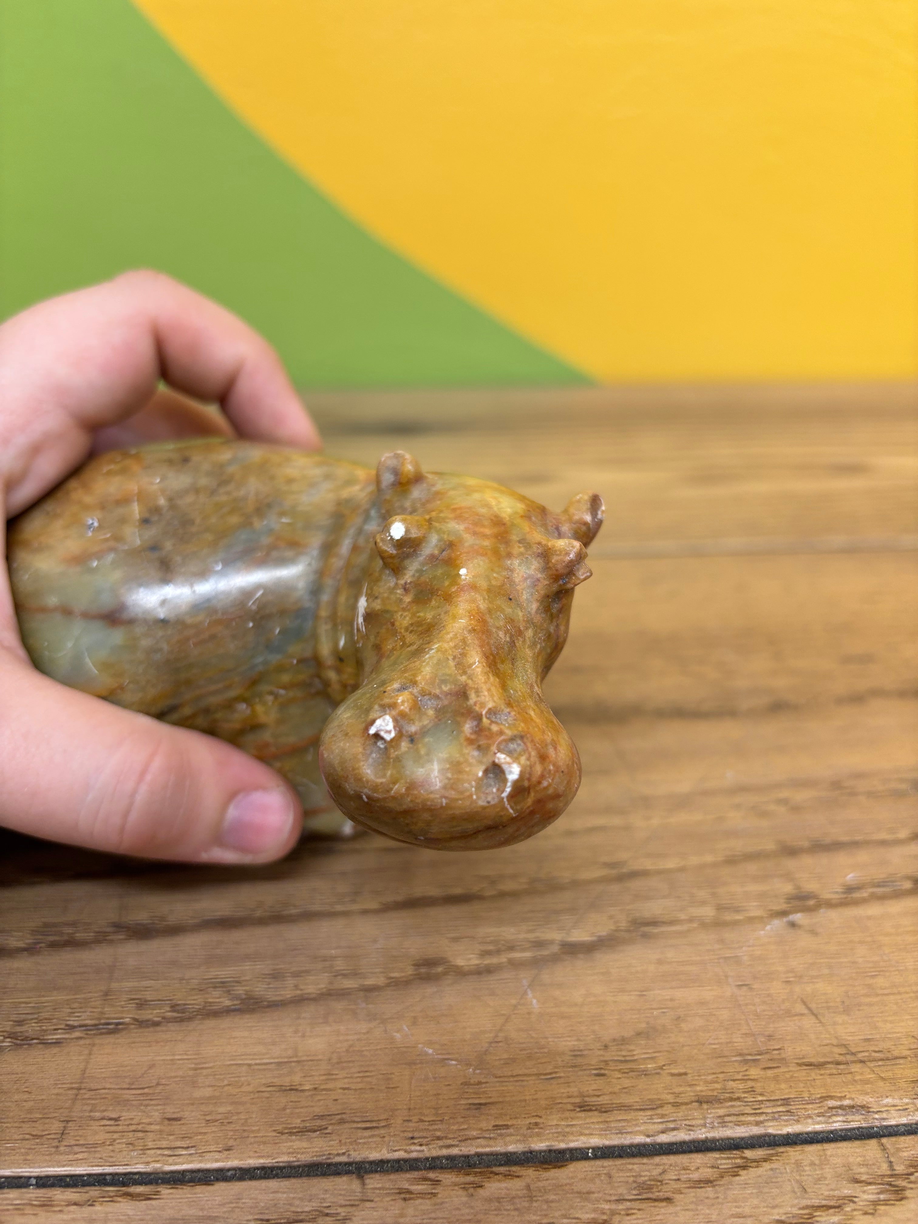 Stone Hippo Figurine