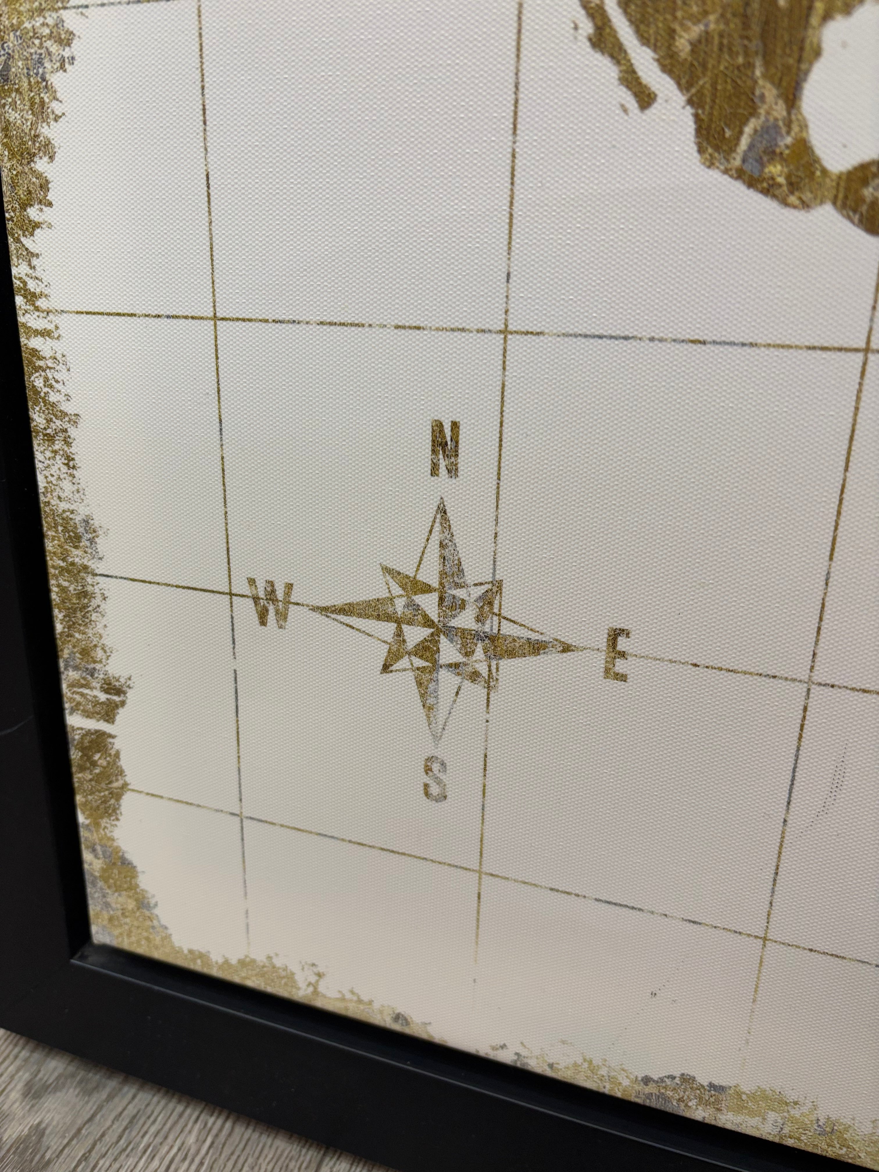 Framed Gold Map on Canvas