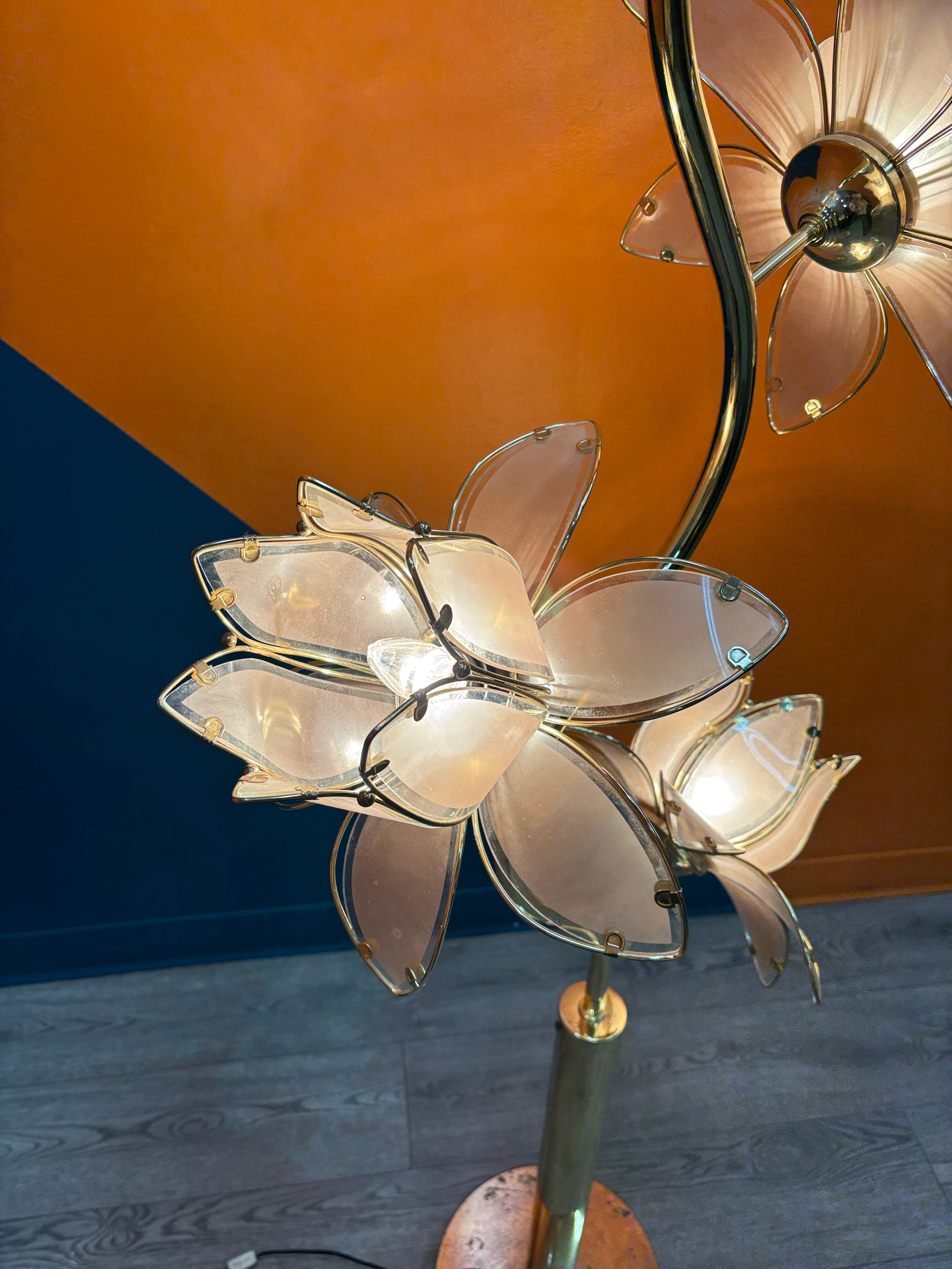 Pink & Gold Floor Lotus Lamp