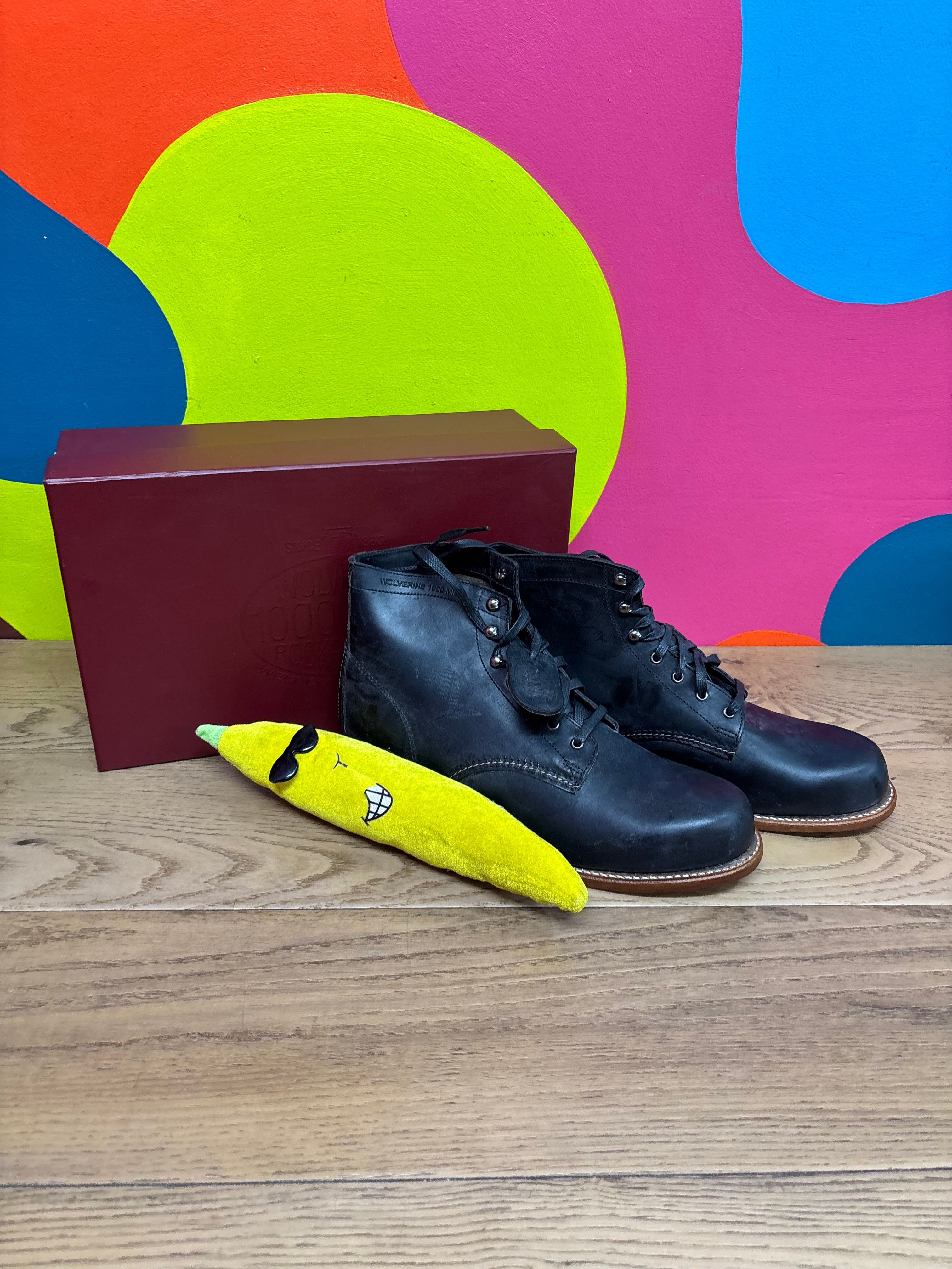 Wolverine 1000 Mile Black Leather Boots - Size 12