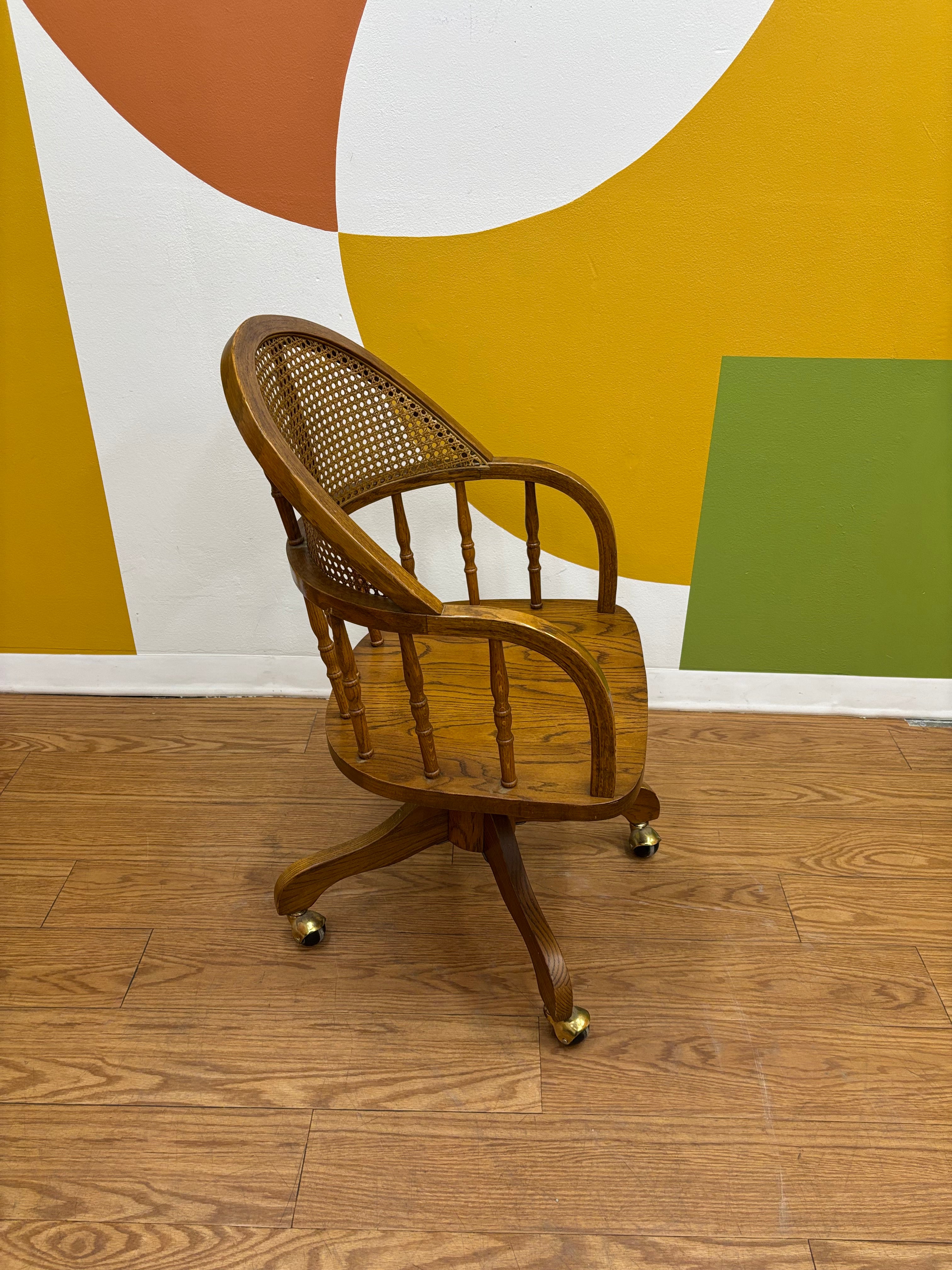 Rolling Desk Chair with Caned Back
