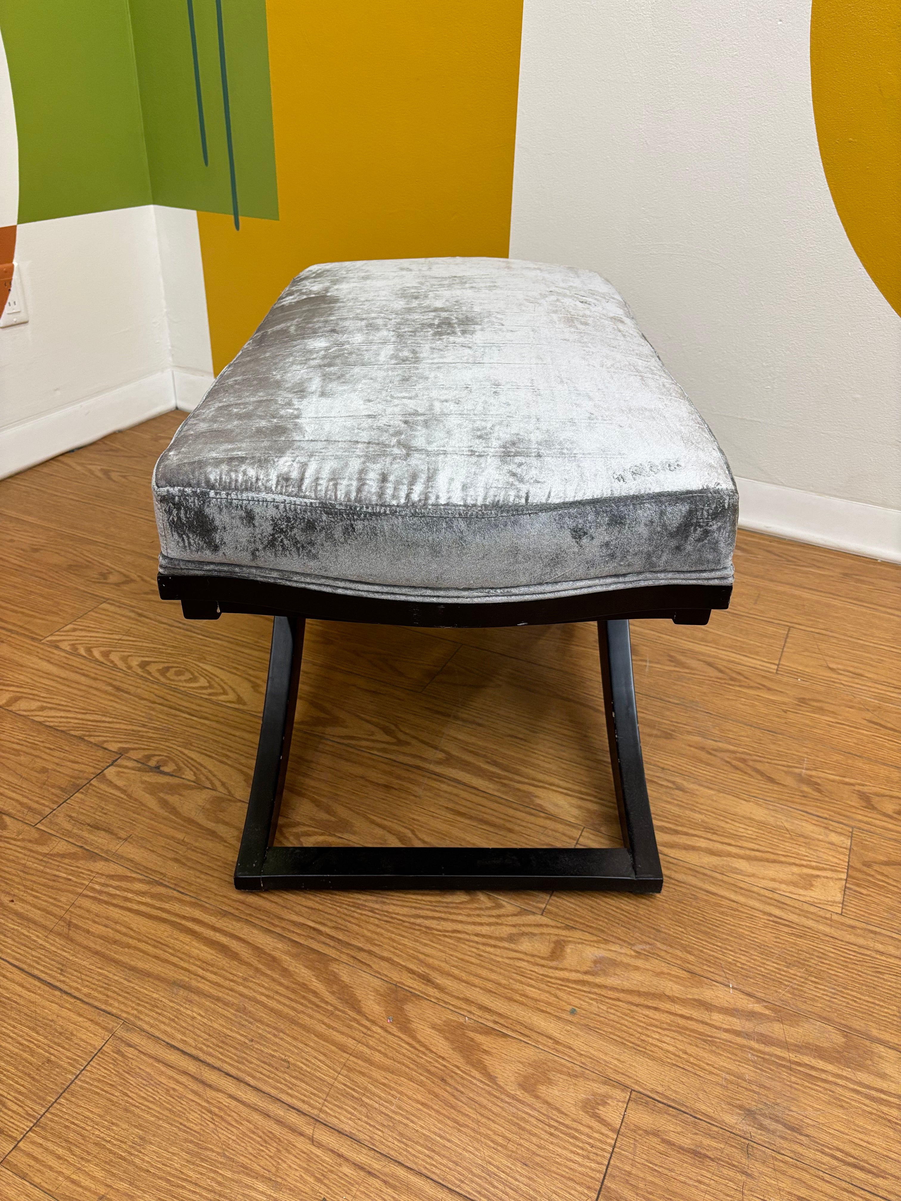 Light Grey Velvet Bench