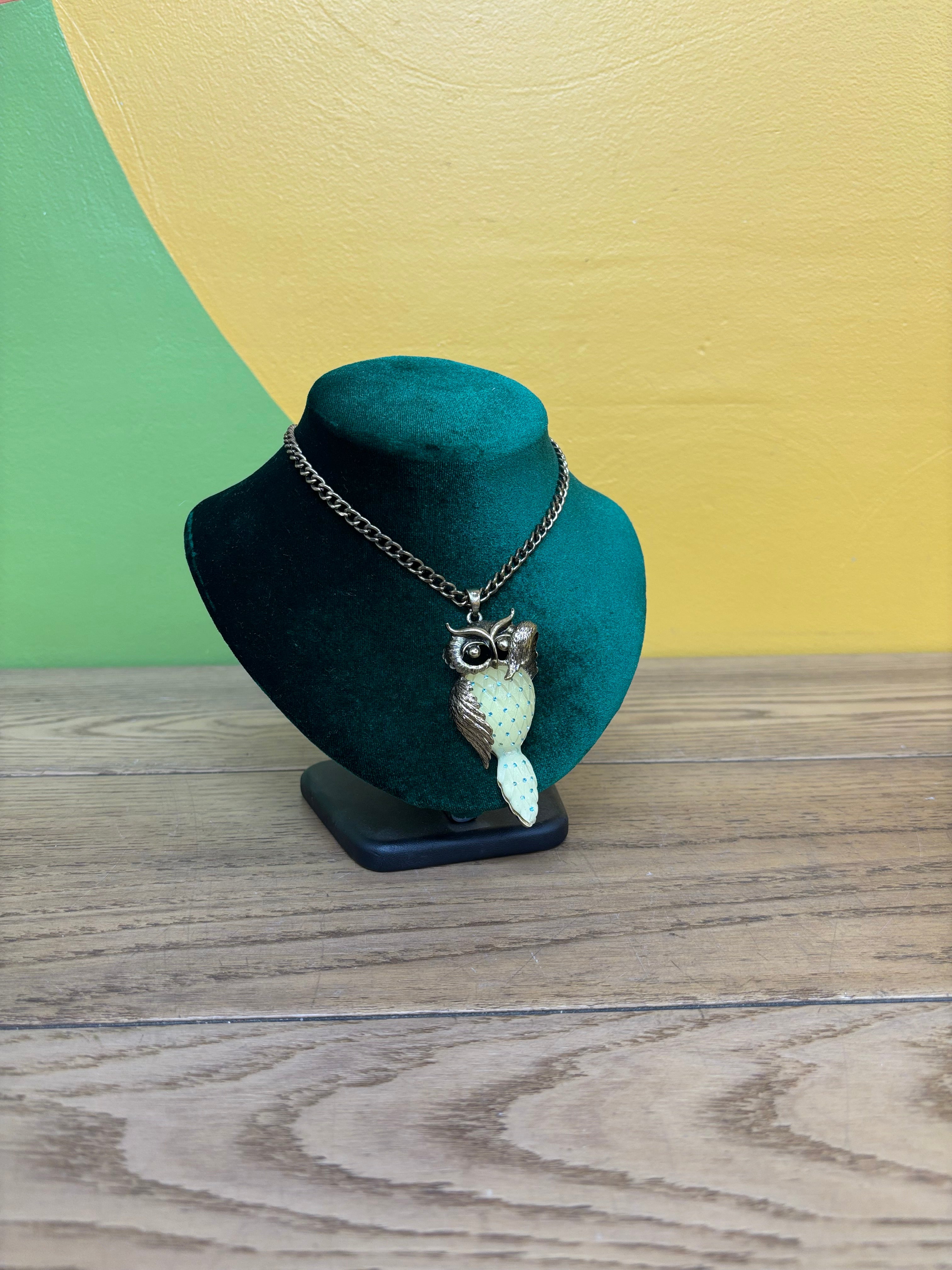 Long Sleepy Owl Necklace