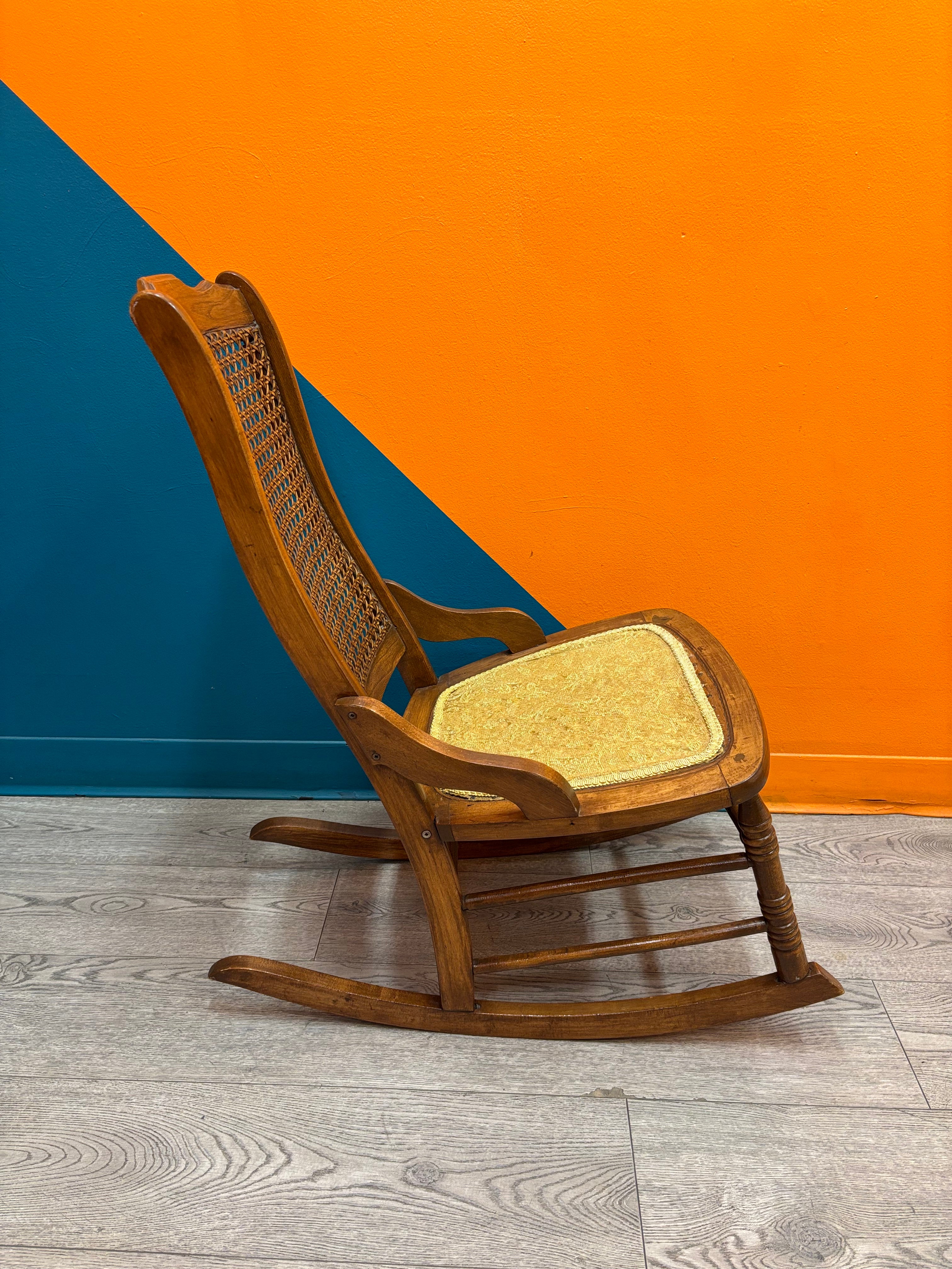 Cane Webbing Wood Rocking Chair