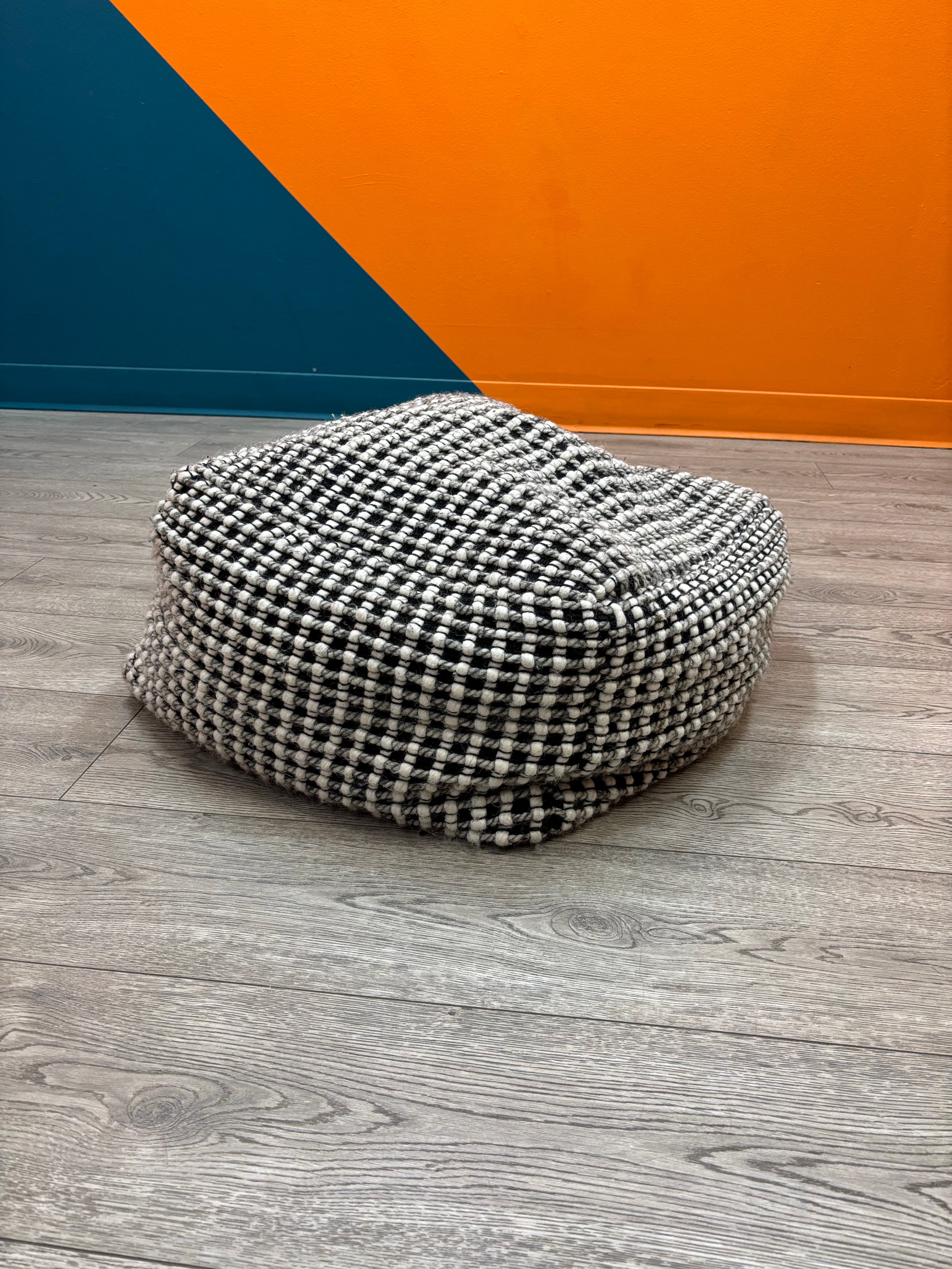 Square Black and White Pouf