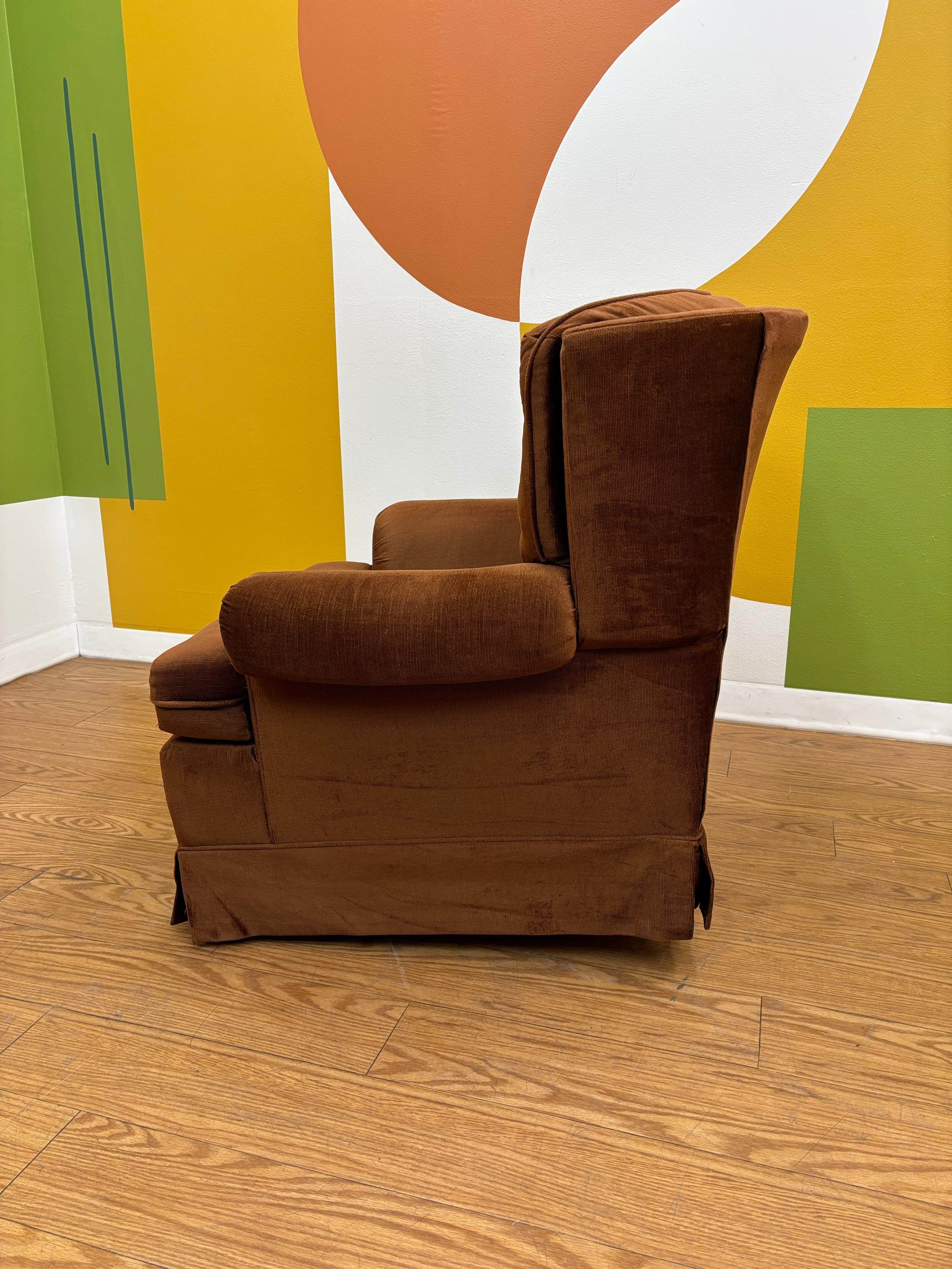 Brown Armchair & Ottoman