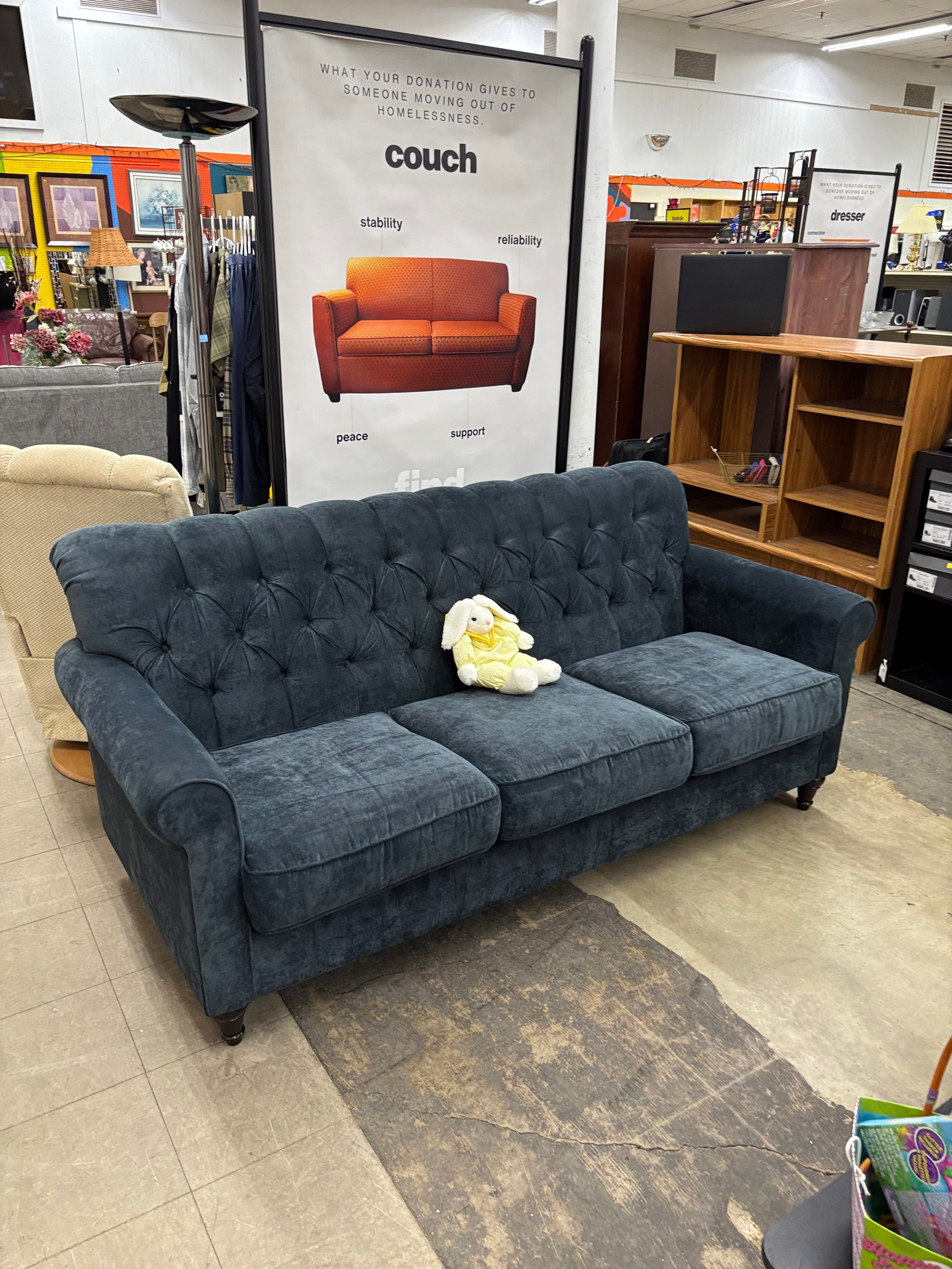 Blue Tufted Sofa (2 available)