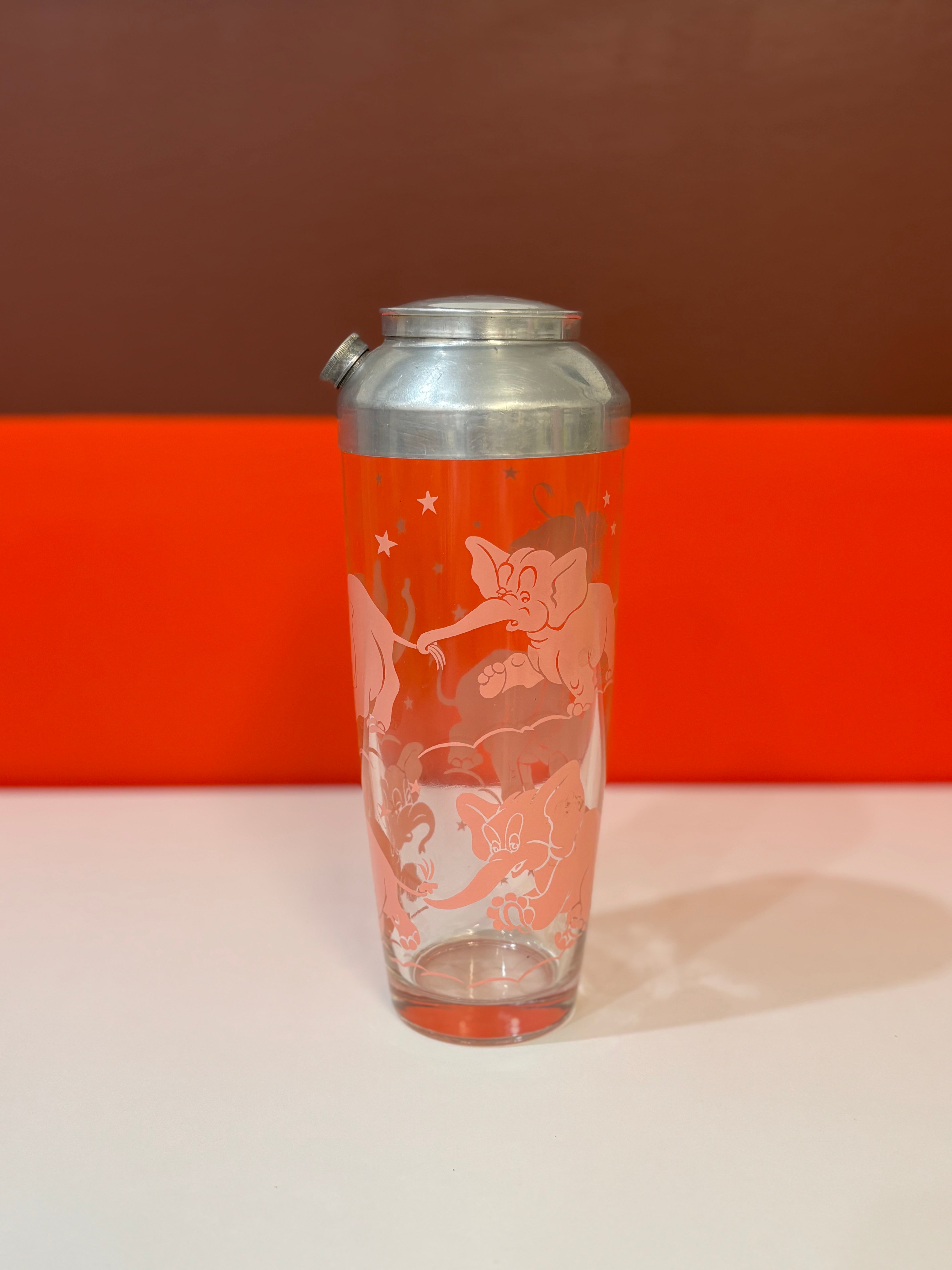Hazel Atlas Pink Elephant Cocktail Shaker