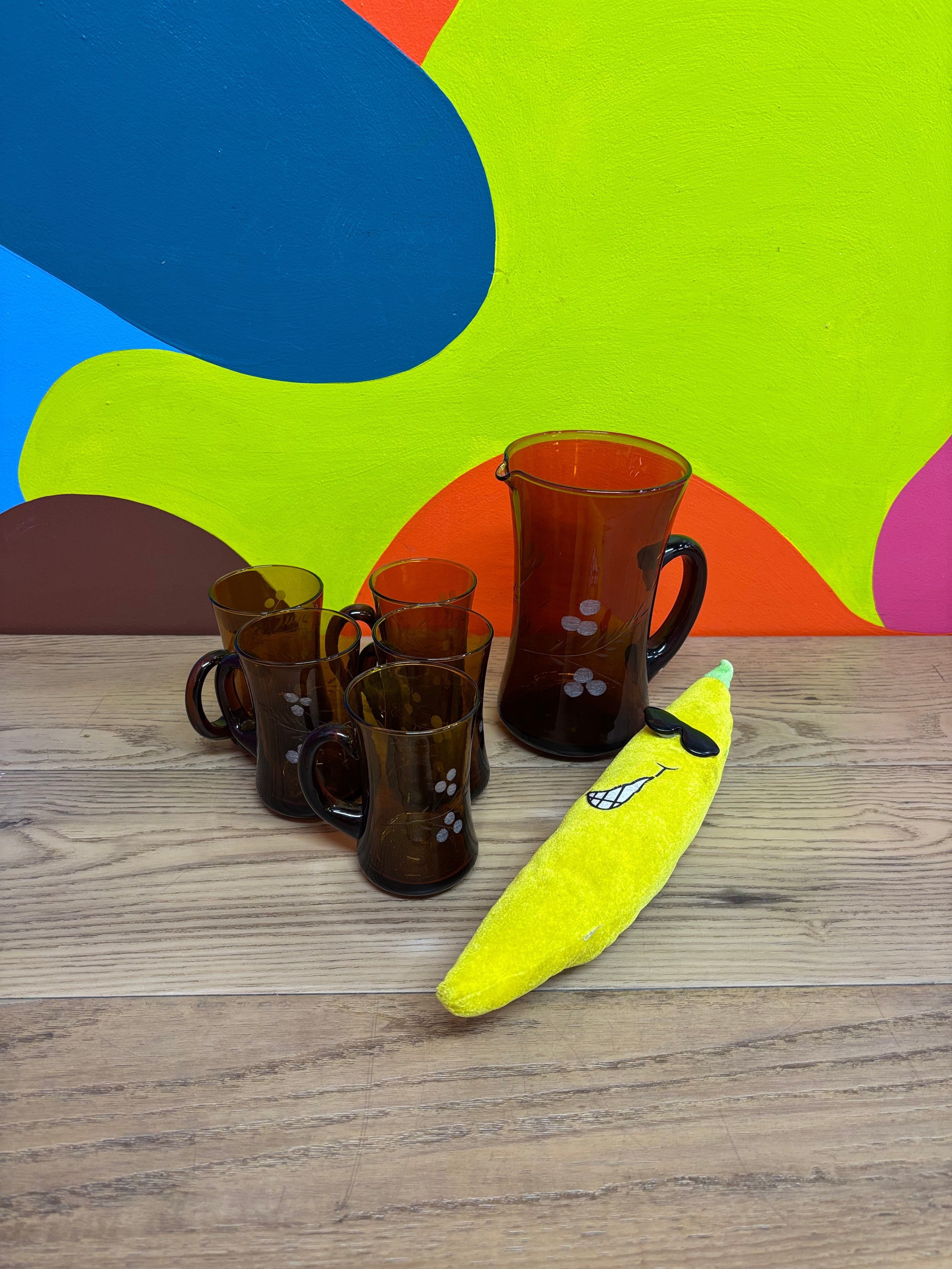 Amber Pitcher & Glasses Set