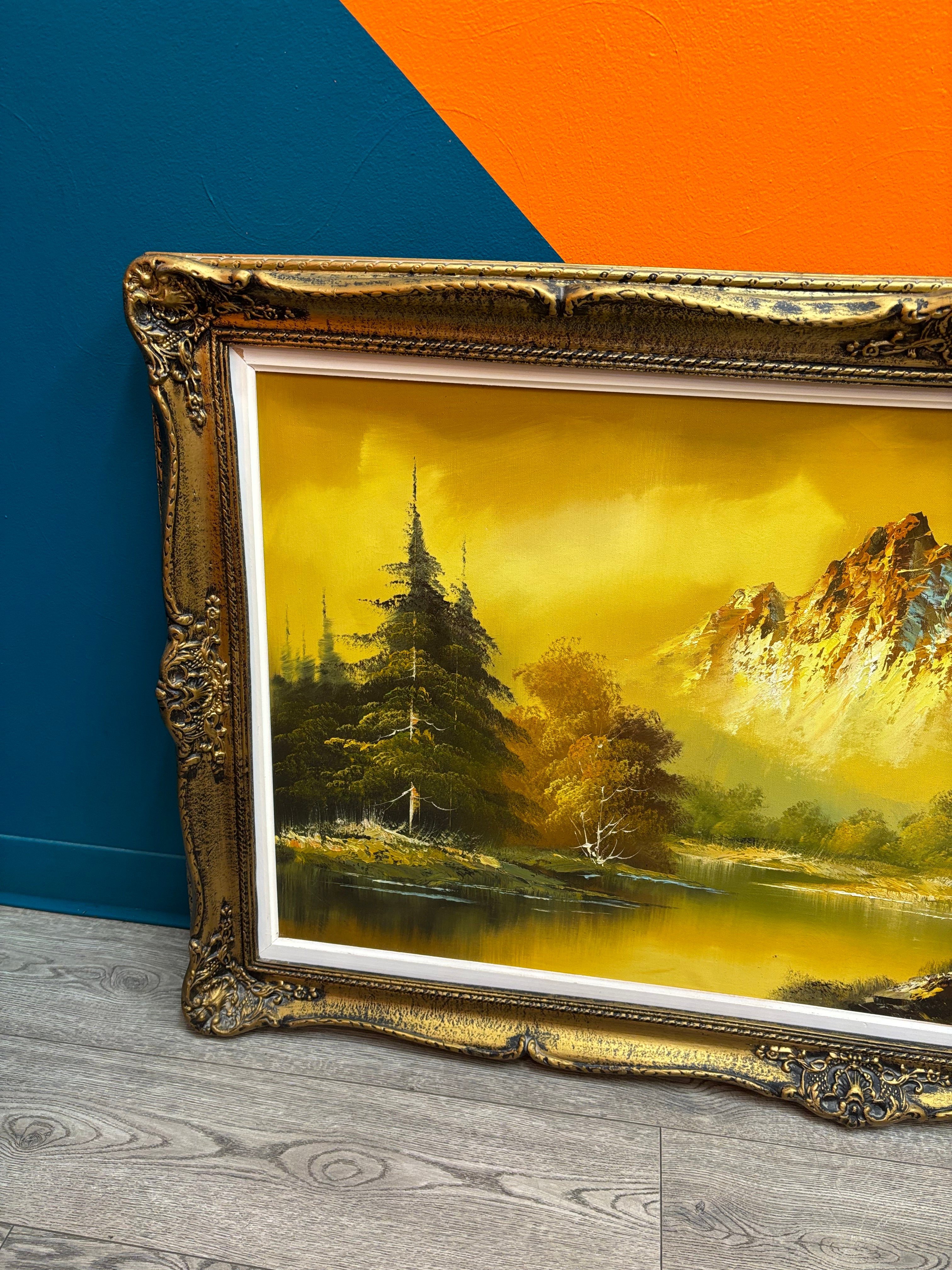 Large Gold Framed Mountain Painting