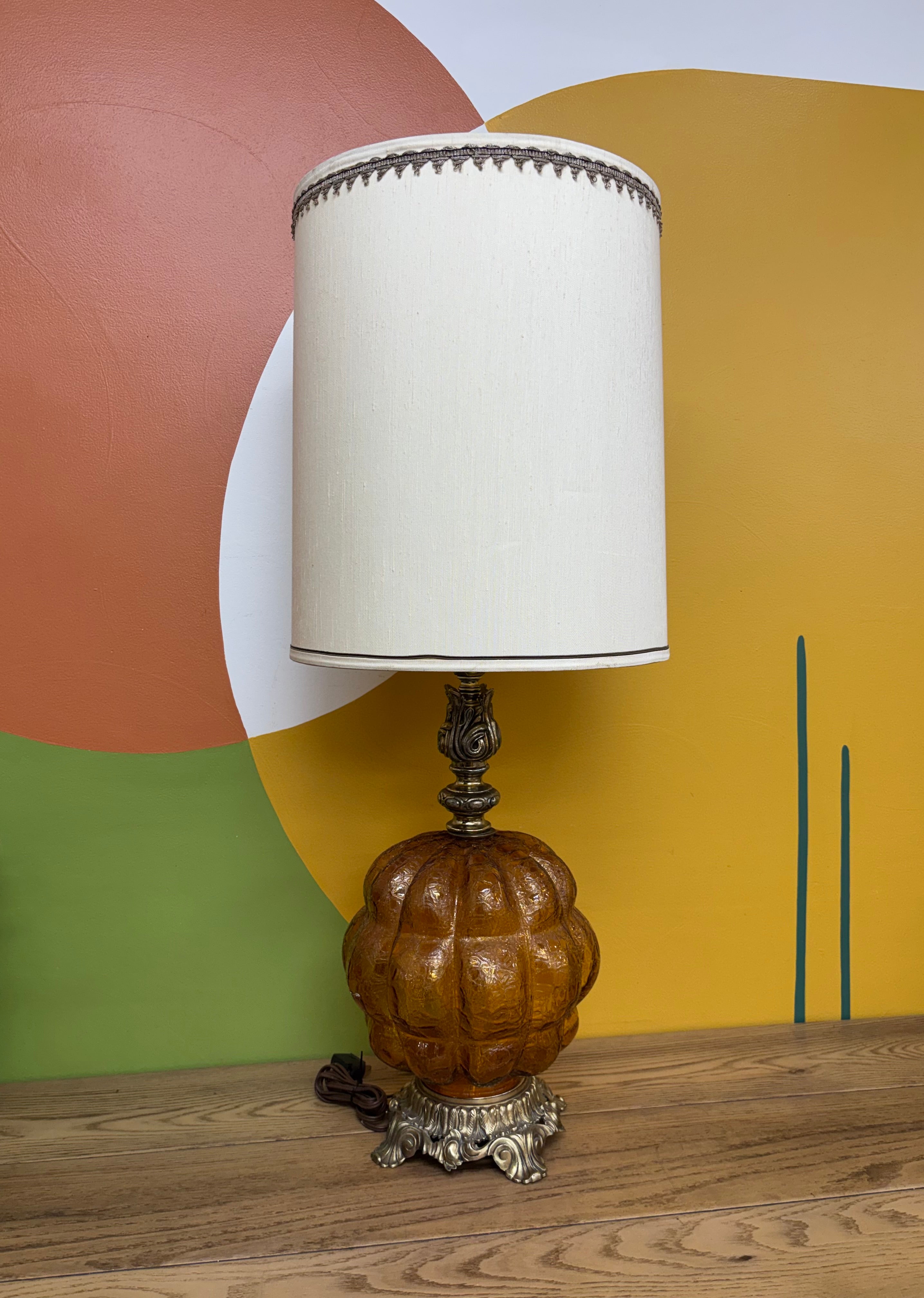Amber Glass Table Lamp