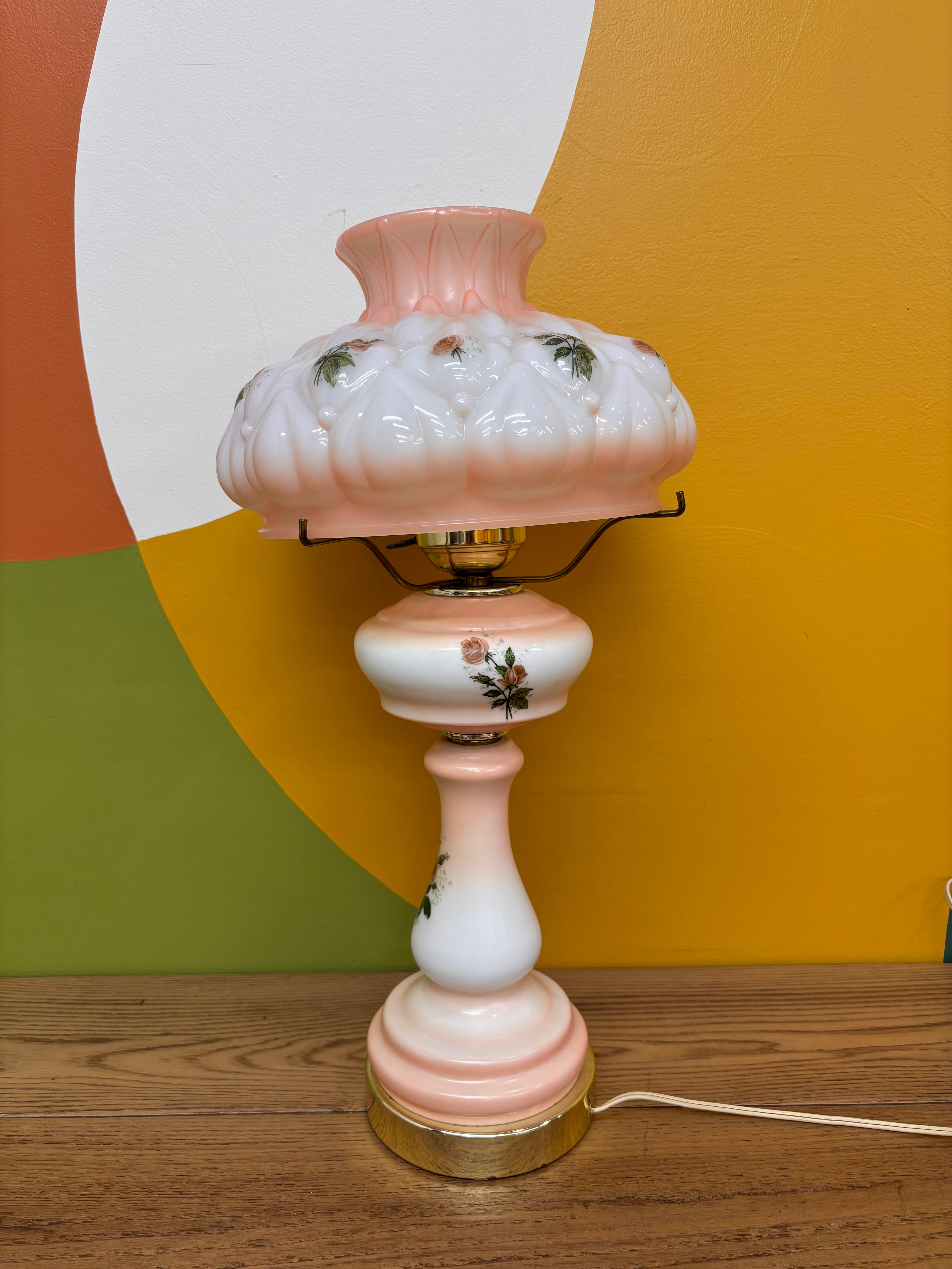 Pink "Gone with the Wind" Style Hurricane Lamp
