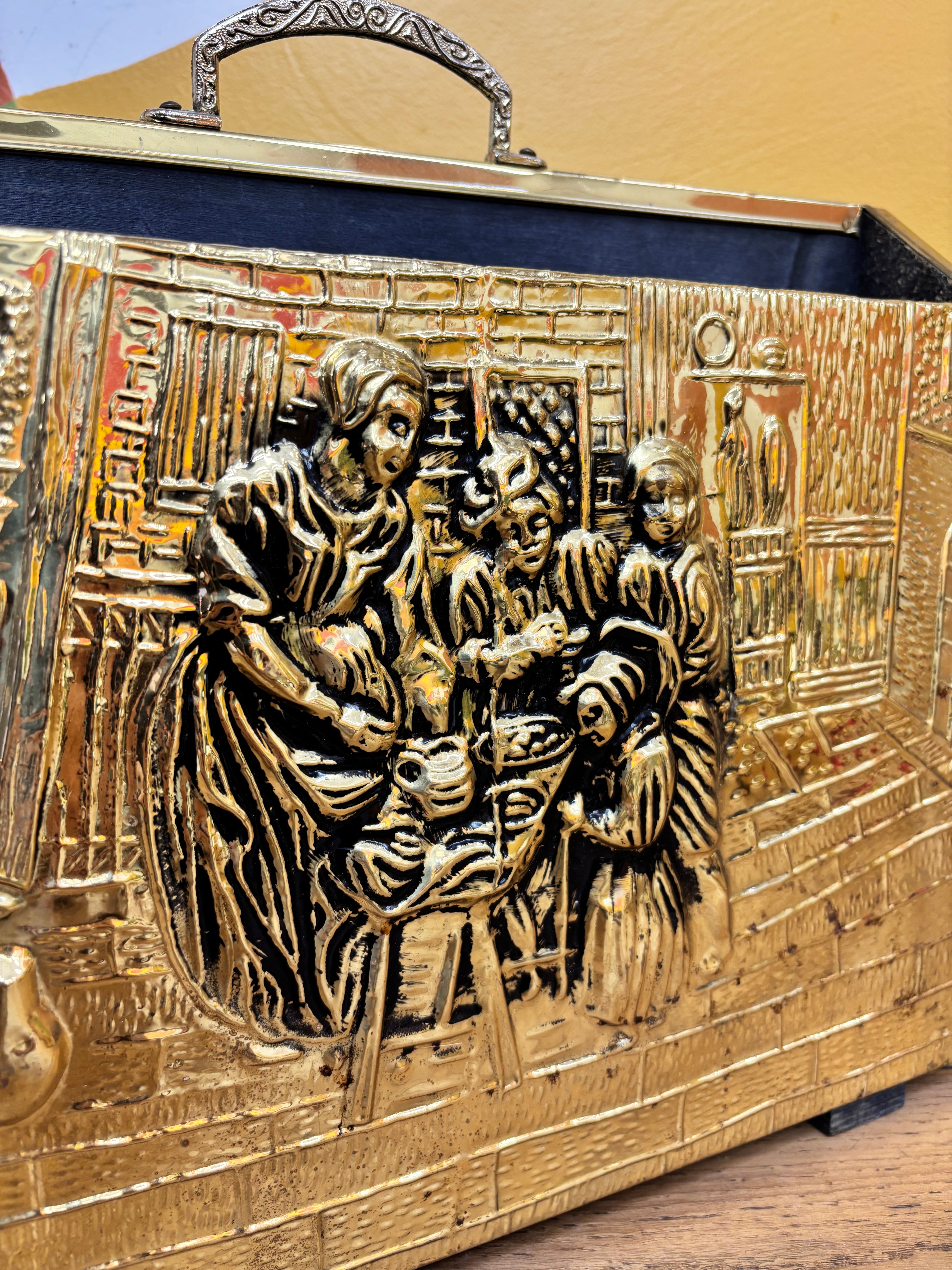 Embossed Hammered Brass Magazine Rack