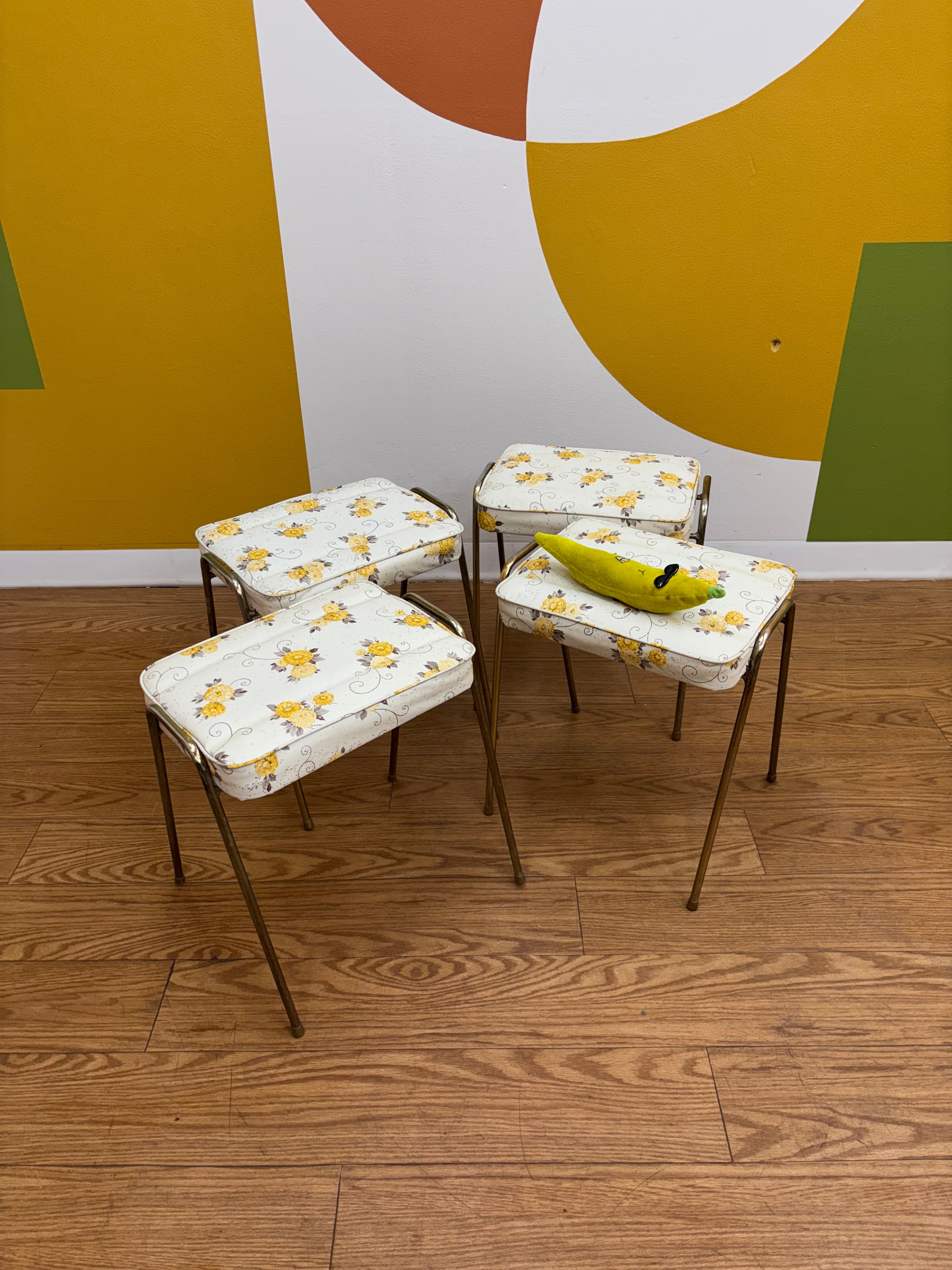 (4) Floral Stacking Stools