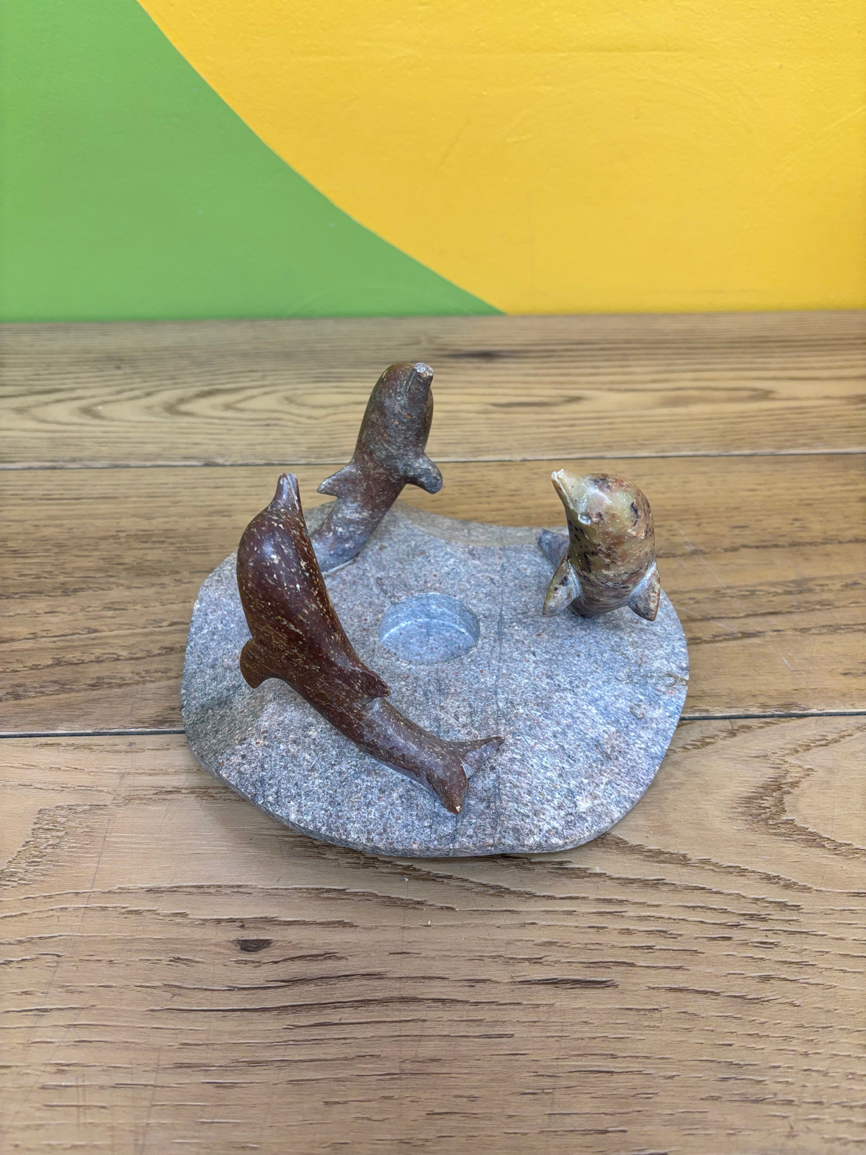Onyx Dolphin Candle Holder